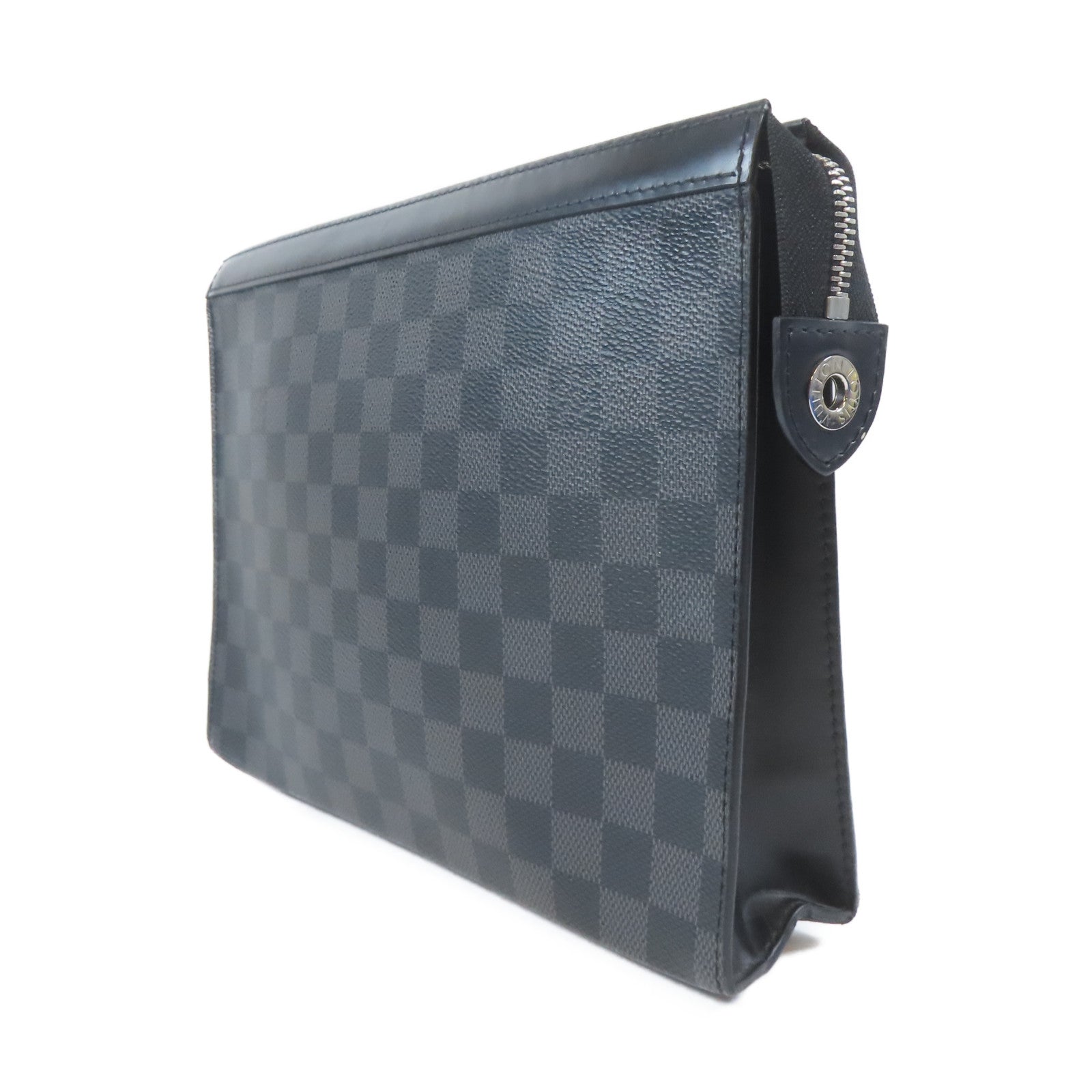 LOUIS VUITTON Damier Graphite Pochette Voyage銀扣手拿包黑色