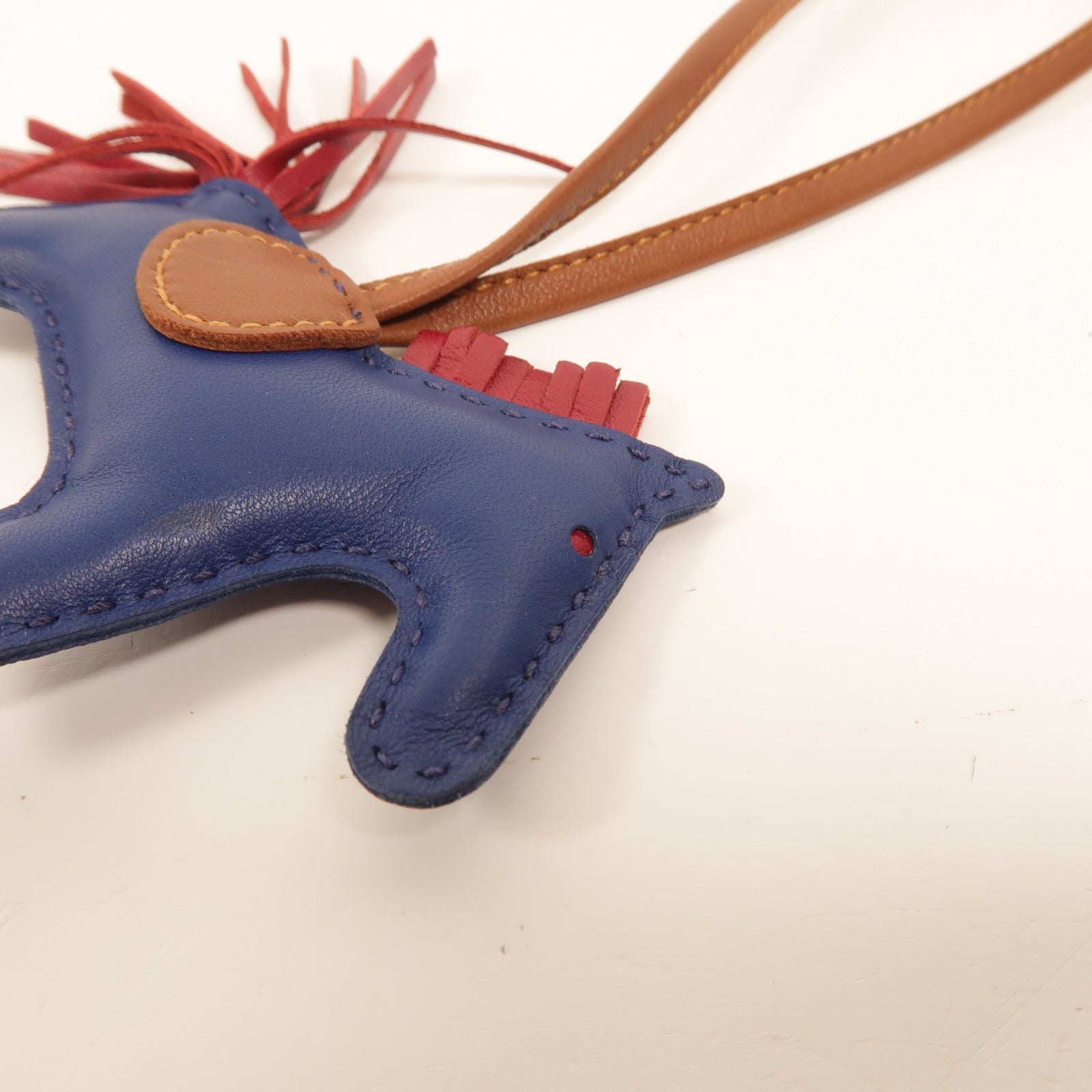 HERMES Milo皮革Rodeo PM掛飾Bleu de Malte/Rubis/