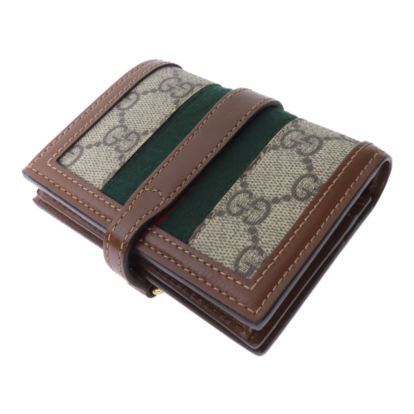 GUCCI GG Supreme帆布/皮革Jackie 1961 Card Case Wallet金扣錢包啡色/米色