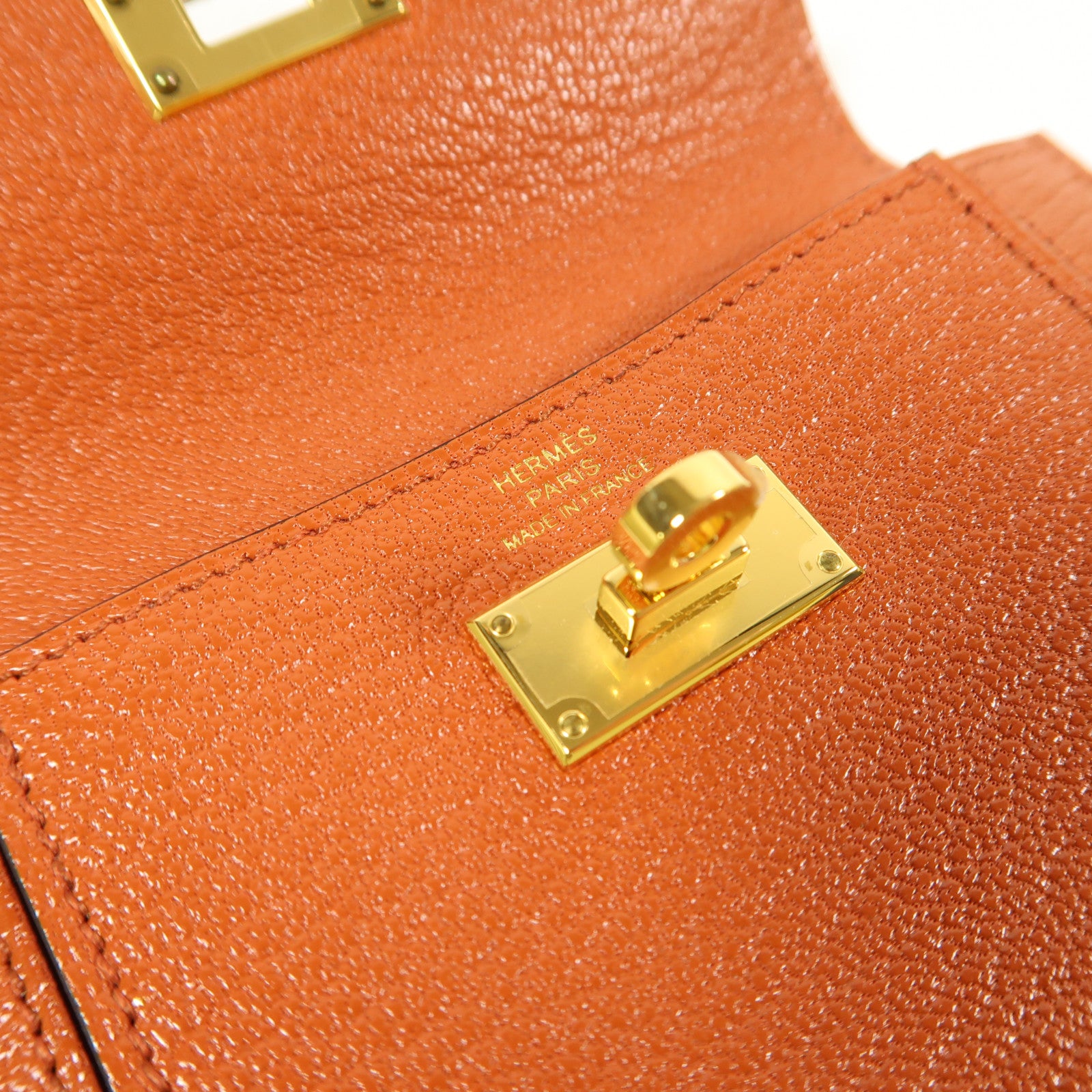 HERMES 【激減優惠】Chevre皮革Kelly Pocket Wallet金扣錢包Cuivre