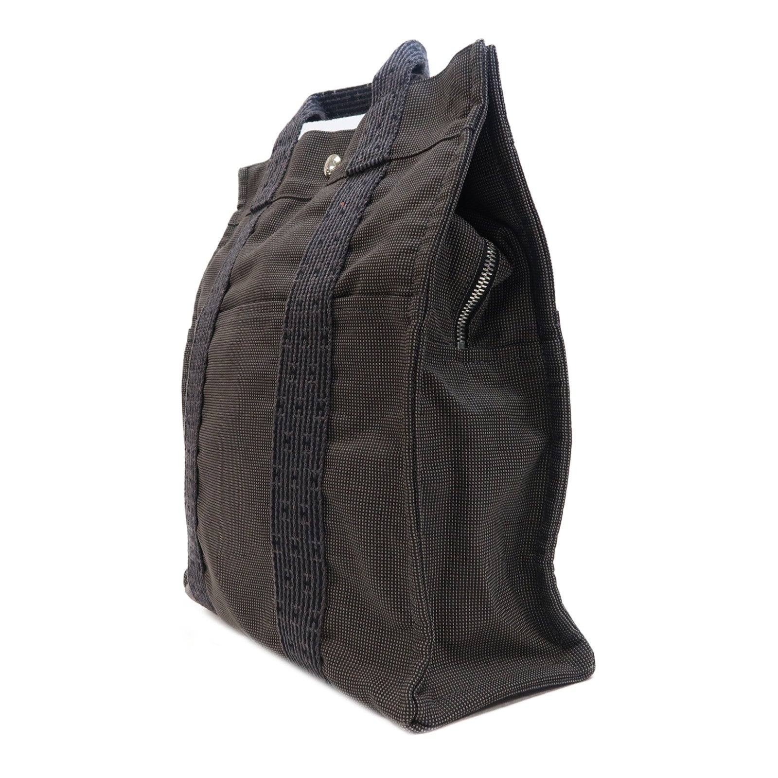HERMES 帆布Herline Backpack銀扣背包灰色