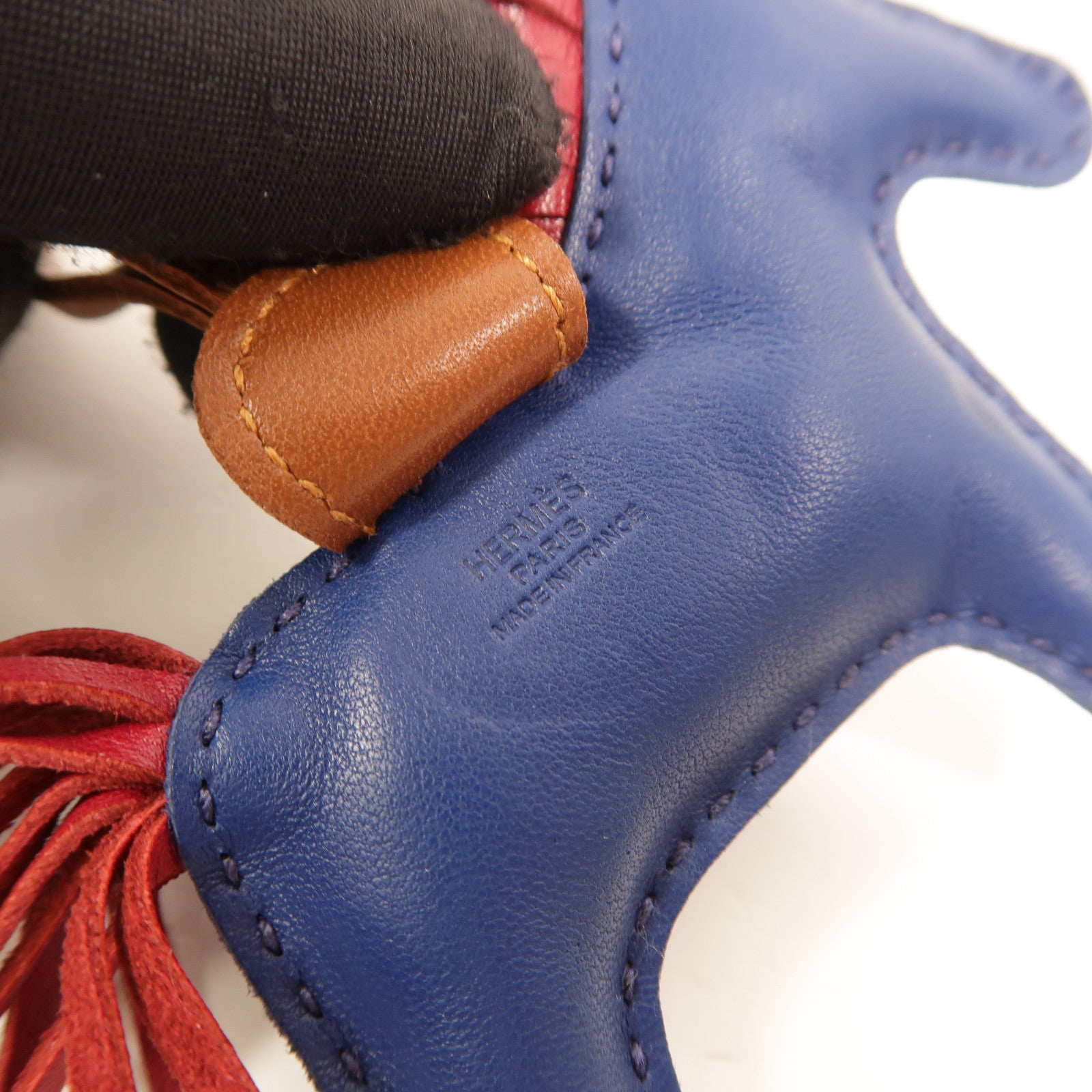 HERMES Milo皮革Rodeo PM掛飾Bleu de Malte/Rubis/
