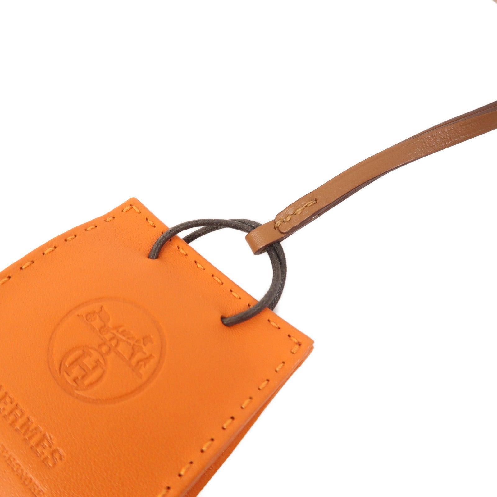 HERMES Swift皮革Charm掛飾橙色
