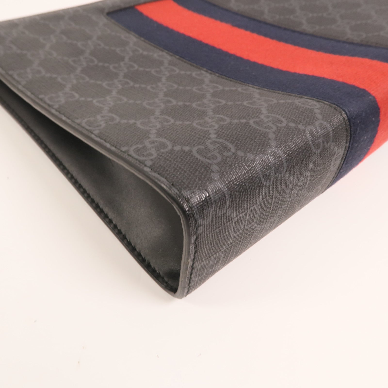 GUCCI GG帆布GG Supreme Web Pouch銀扣手拿包