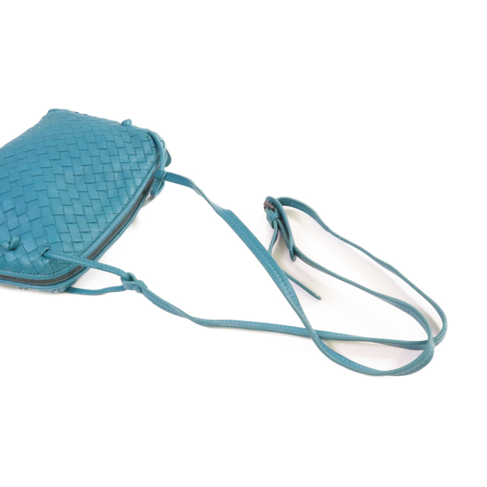 BOTTEGA VENETA 織紋皮革Shoulder Bag肩背袋湖水綠色