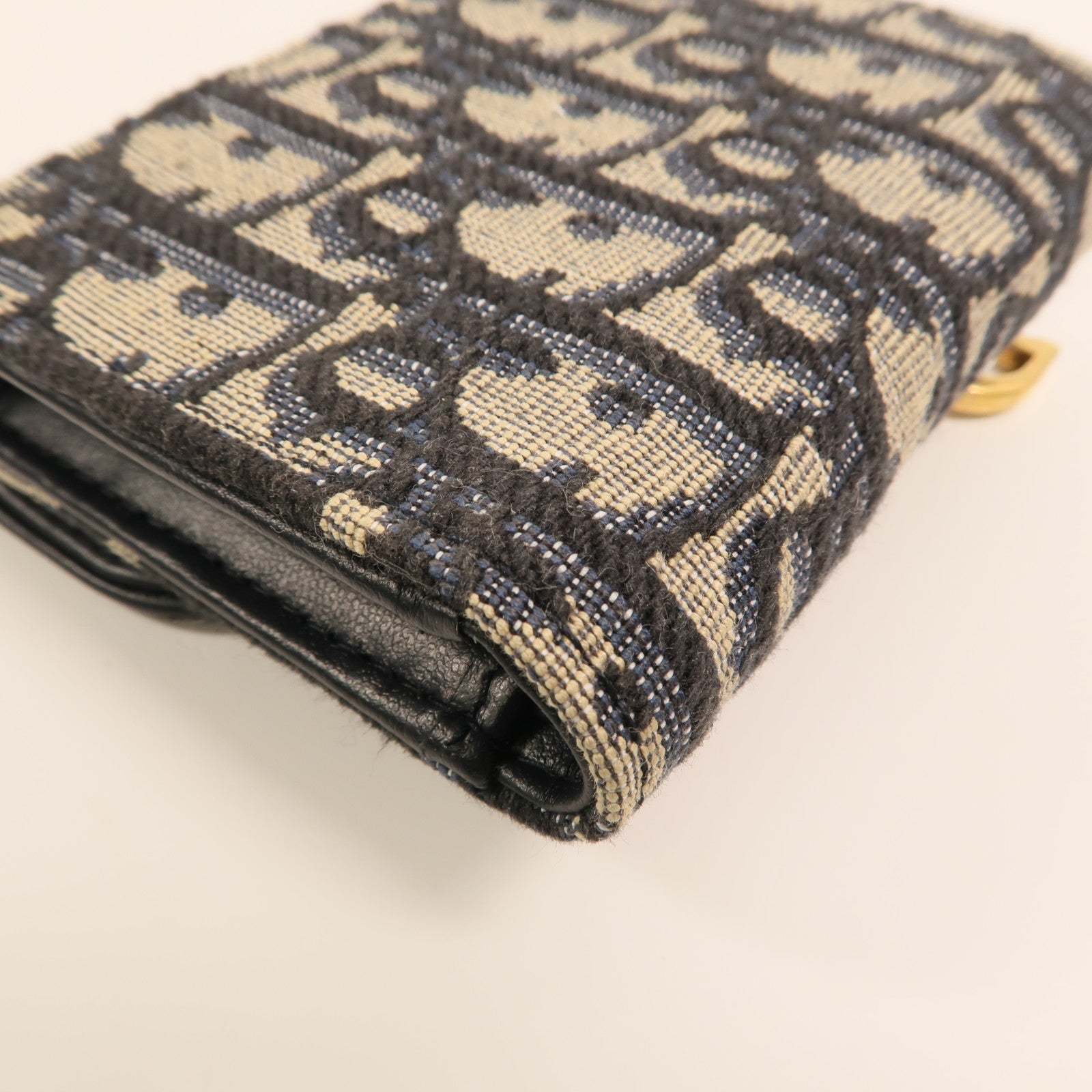 Dior 帆布/牛皮皮革Saddle Lotus Wallet金扣錢包