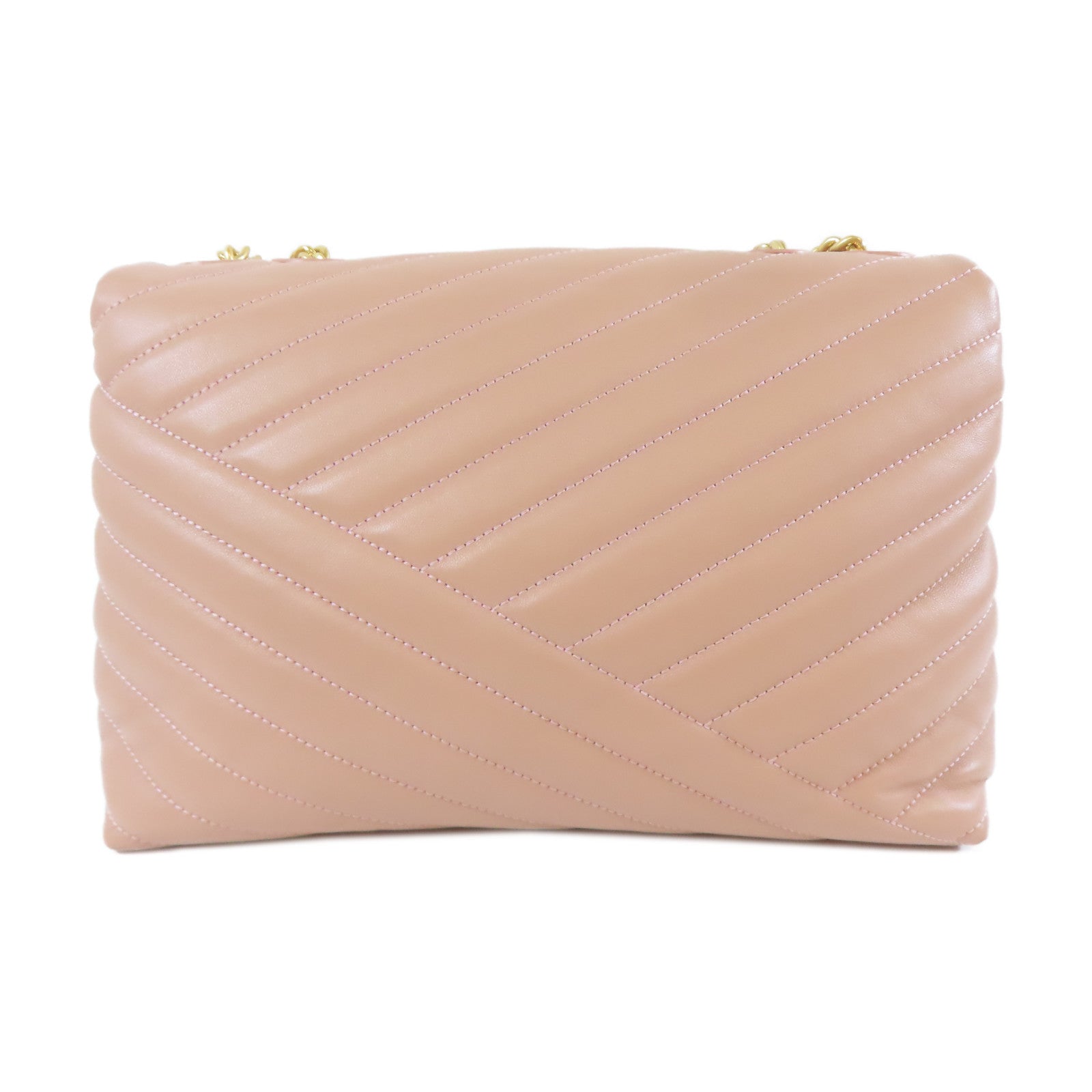 Tory Burch 【激減優惠】納帕皮革Kira Chevron Convertible Shoulder Bag金扣鏈帶肩背袋粉紅色