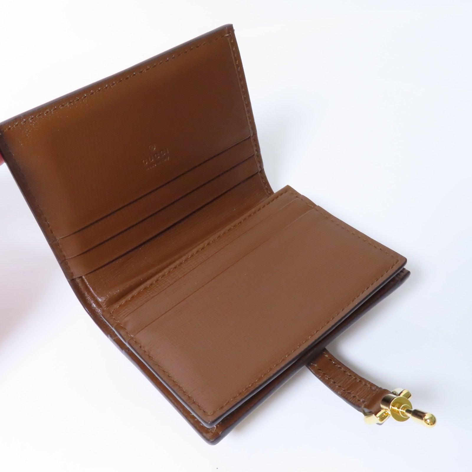 GUCCI GG Supreme帆布/皮革Jackie 1961 Card Case Wallet金扣錢包啡色/米色