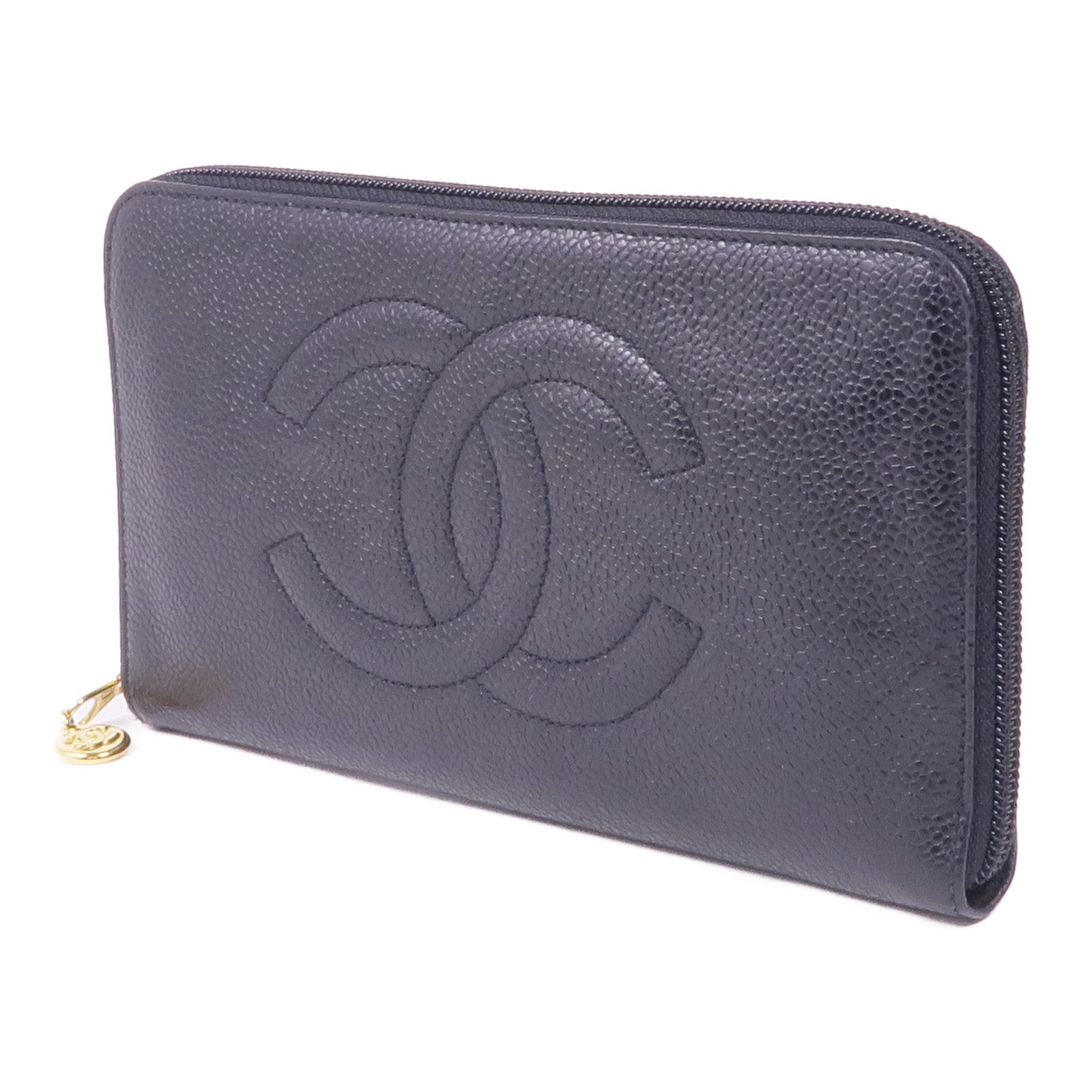 CHANEL 牛皮皮革Long Wallet金扣長錢包