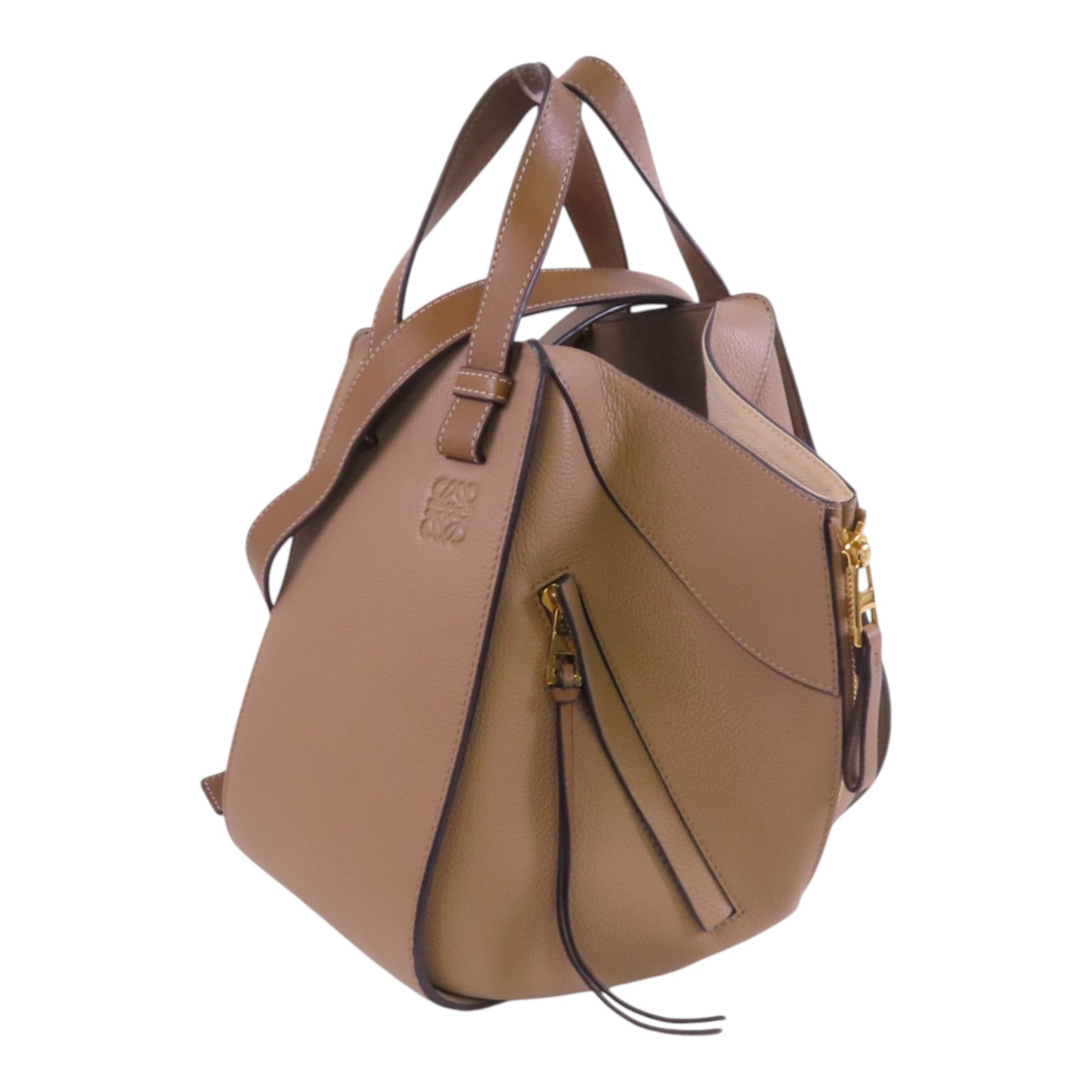 LOEWE GHW Hammock Small Hand Shoulder Bag Calfskin Leather Beige