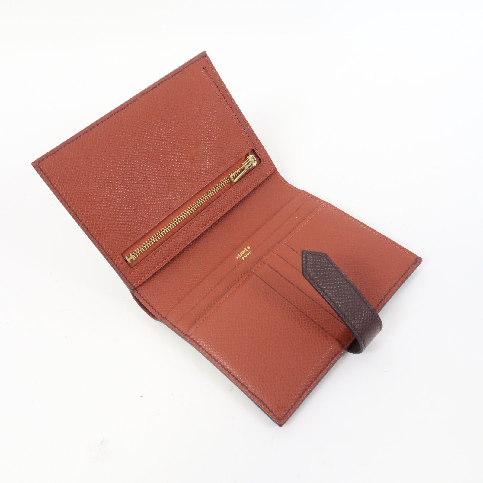 HERMES Epsom皮革Bearn Wallet金扣錢包啡色