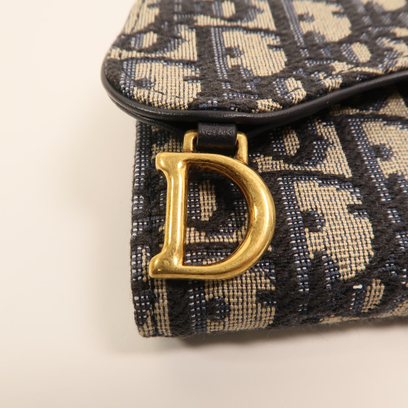Dior 帆布/牛皮皮革Saddle Lotus Wallet金扣錢包