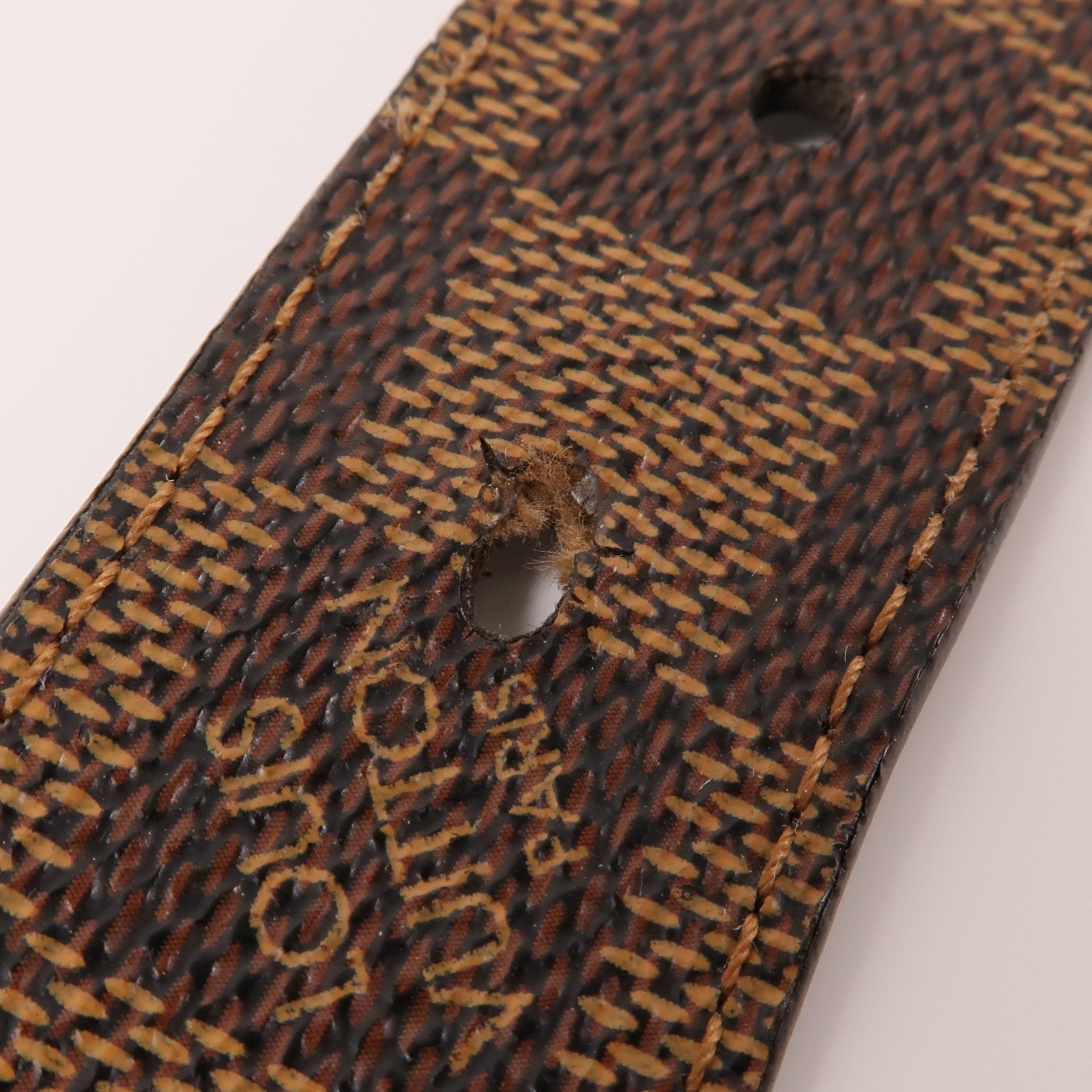 LOUIS VUITTON Damier Belt銀扣腰帶棕色