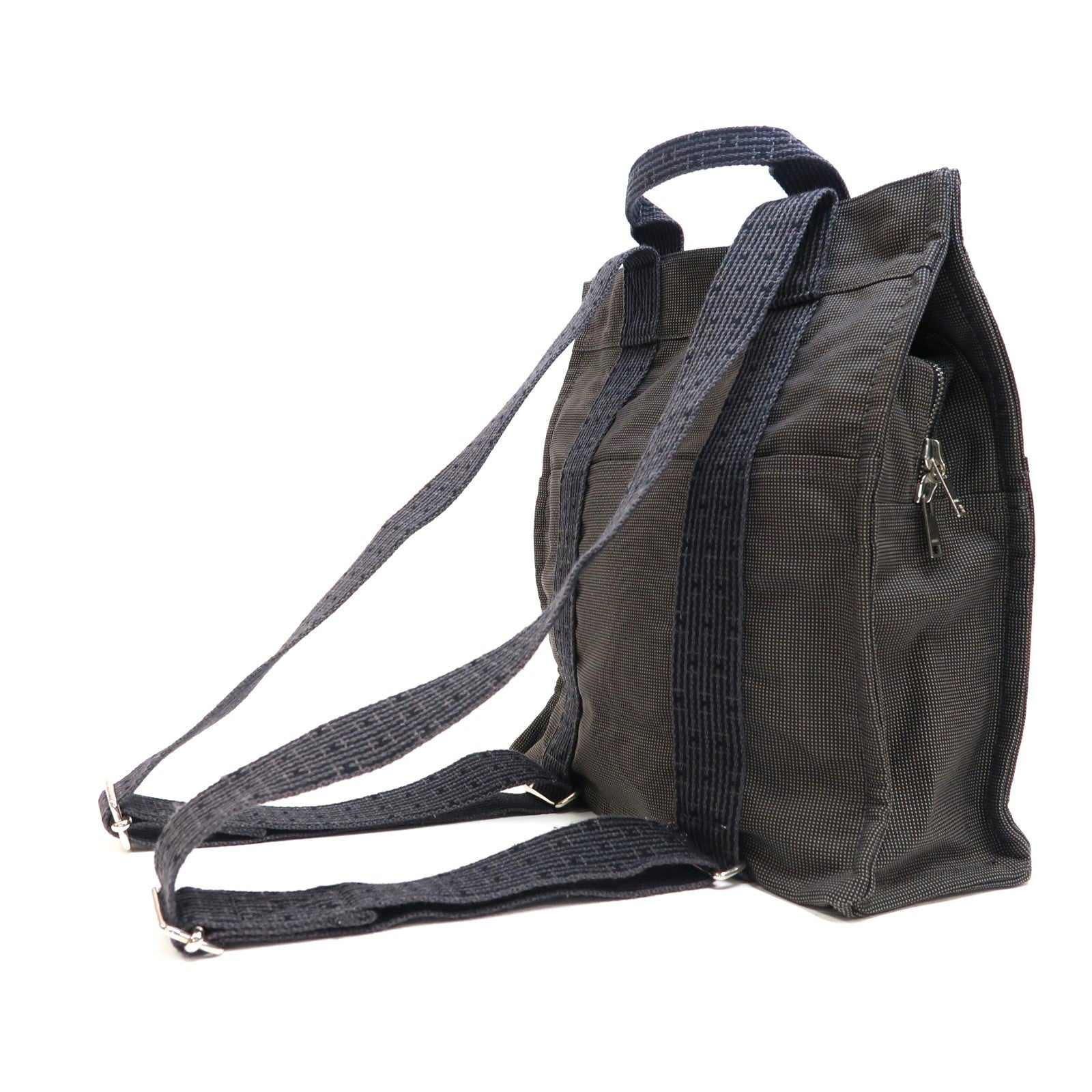 HERMES 帆布Herline Backpack銀扣背包灰色