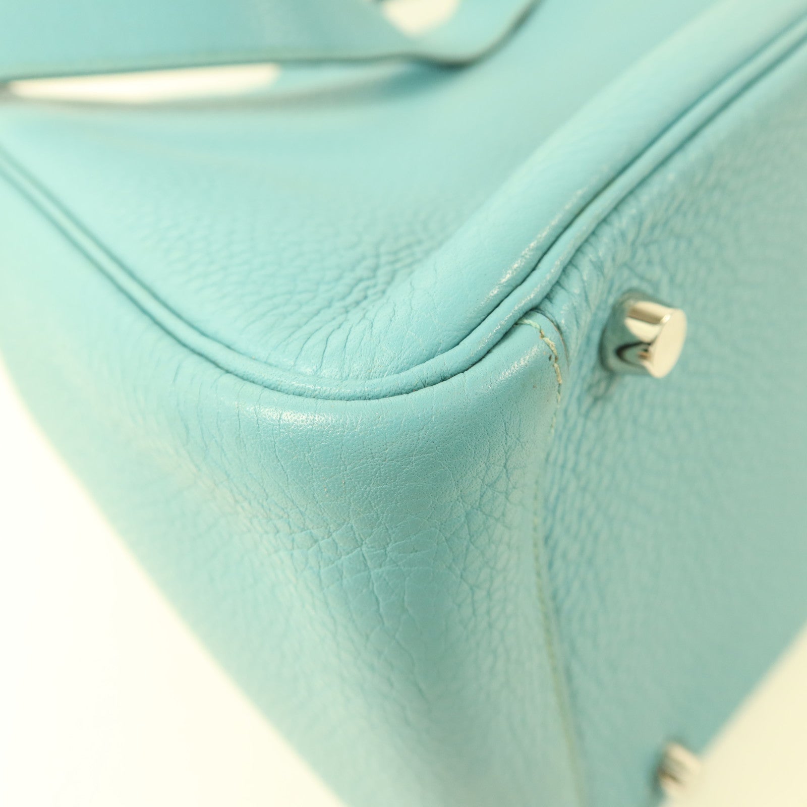 HERMES Clemence皮革Lindy 30手挽肩背兩用袋Bleu Atoll
