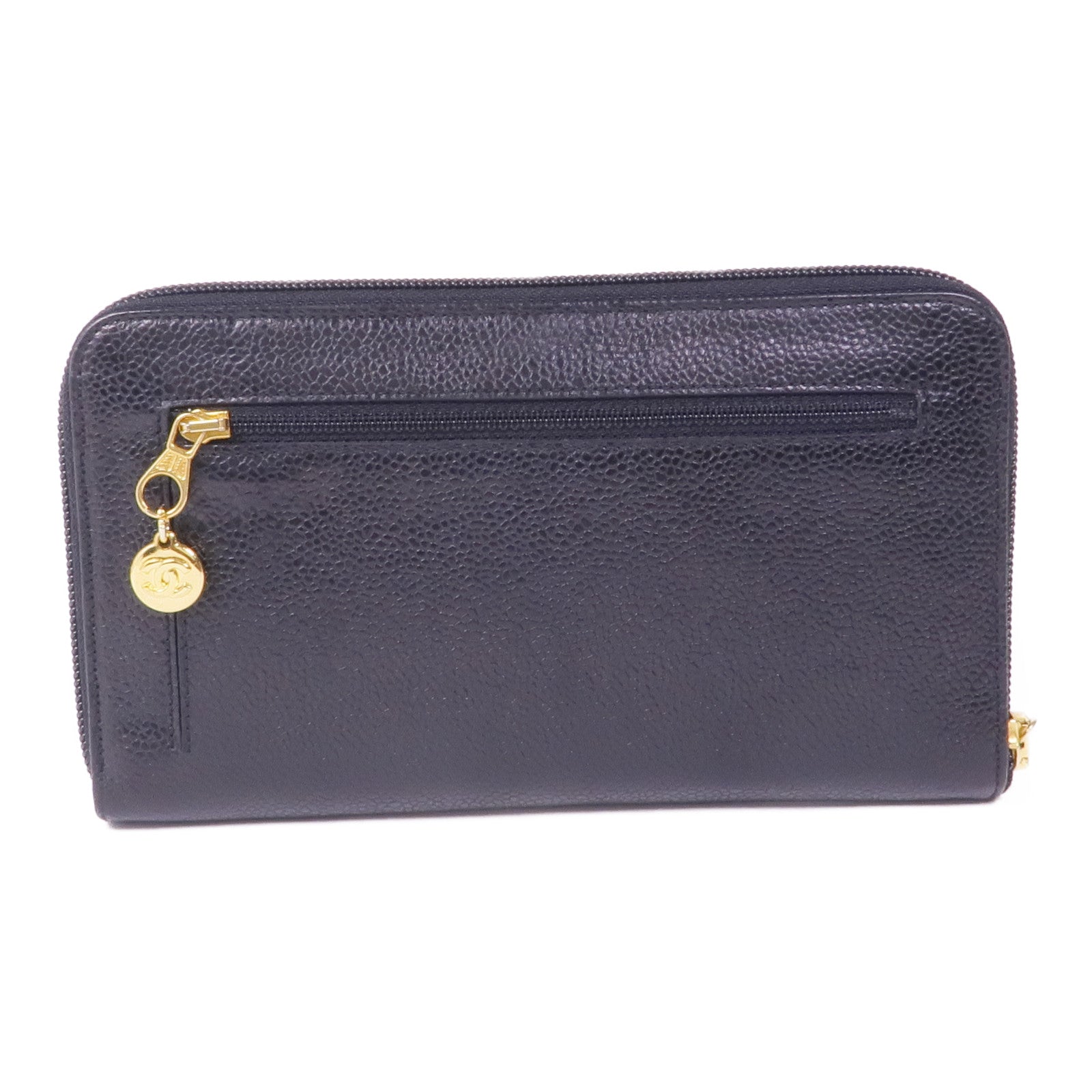 CHANEL 牛皮皮革Long Wallet金扣長錢包