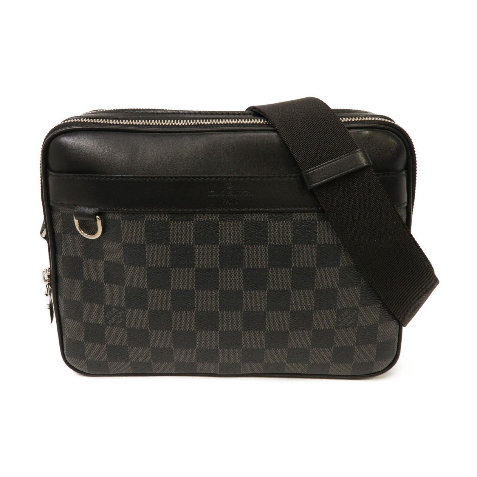 LOUIS VUITTON Damier Graphite Trocadero銀扣肩背袋黑色