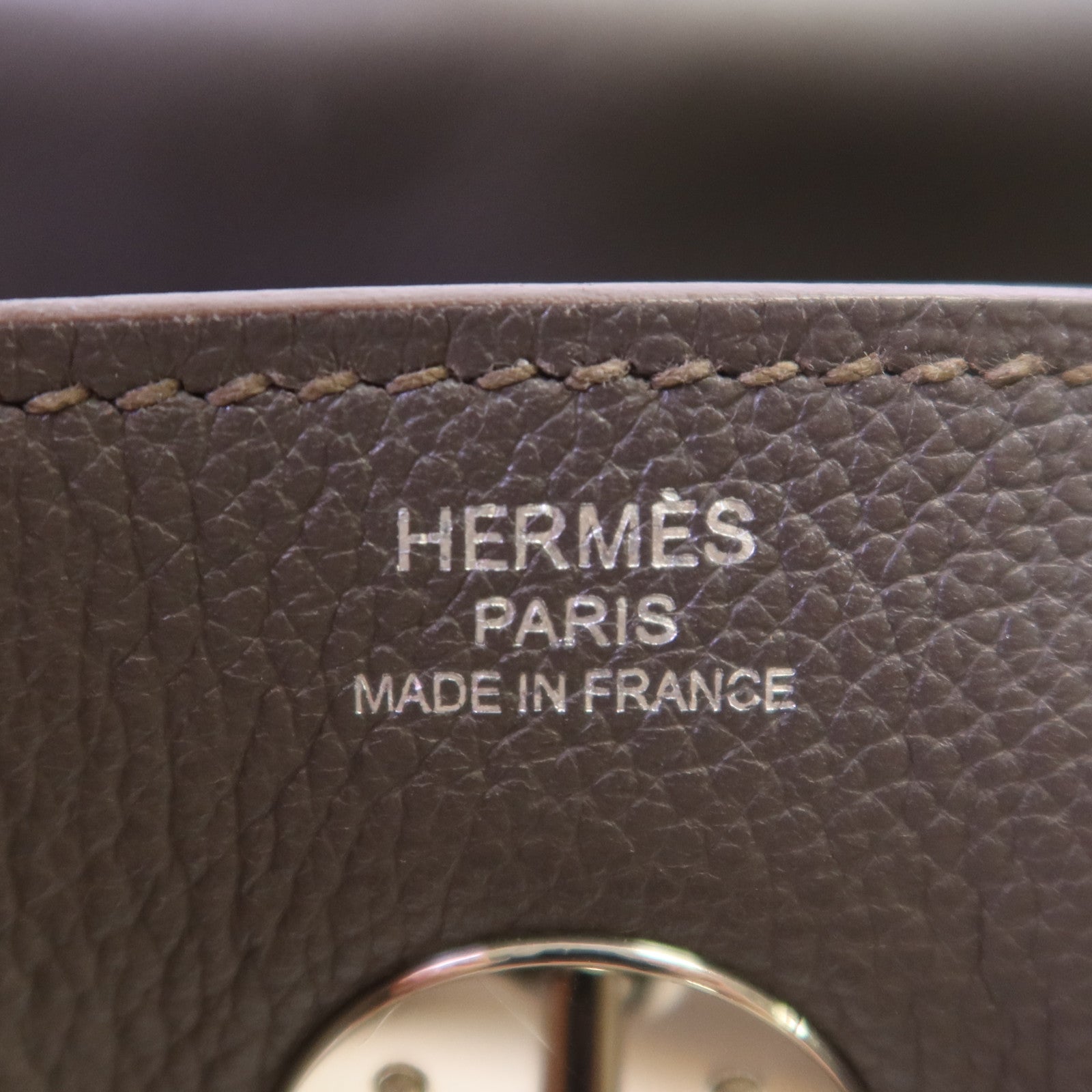 HERMES Evercolor皮革Lindy 26銀扣手挽肩背兩用袋Etain