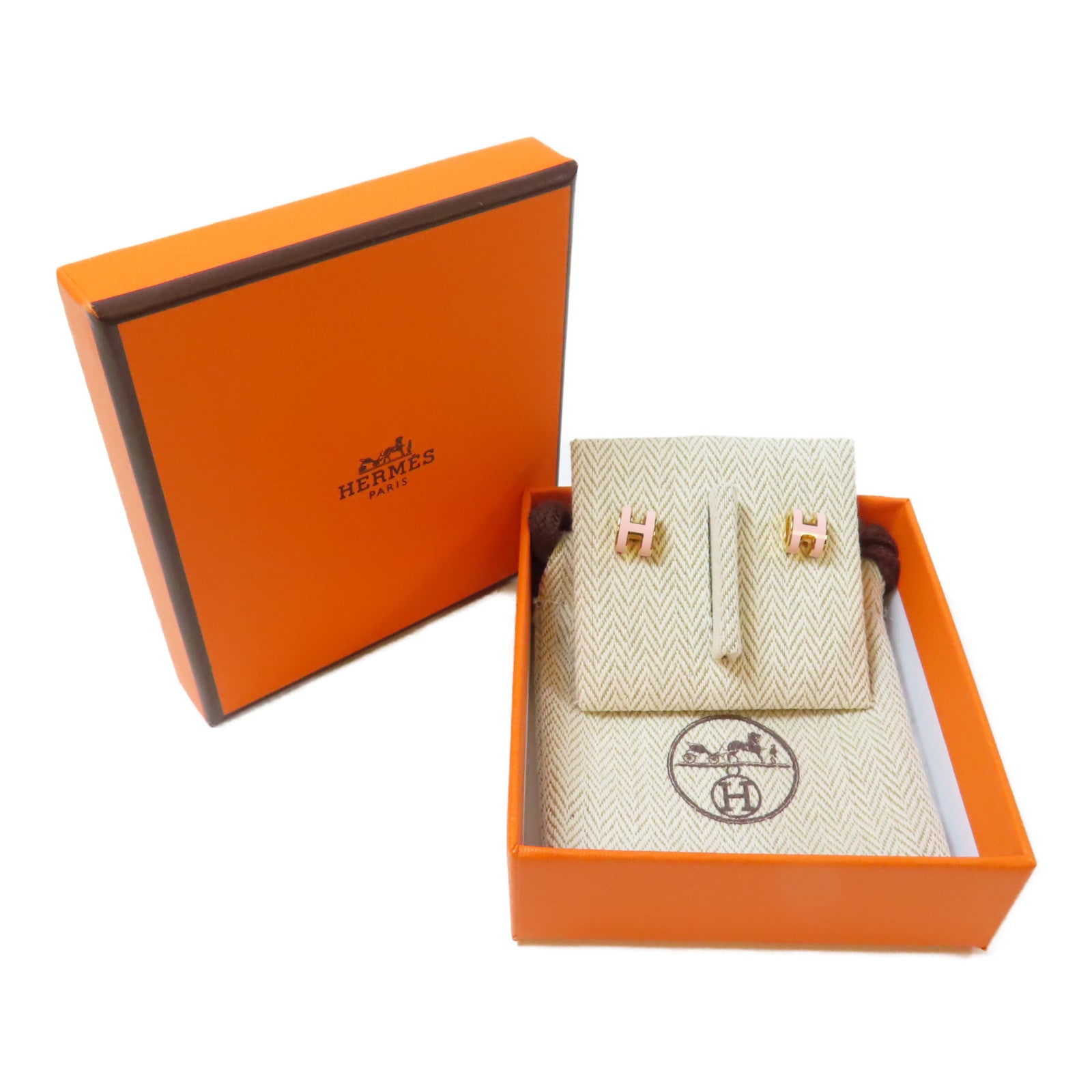 HERMES 金屬Earrings耳環粉紅色/金色