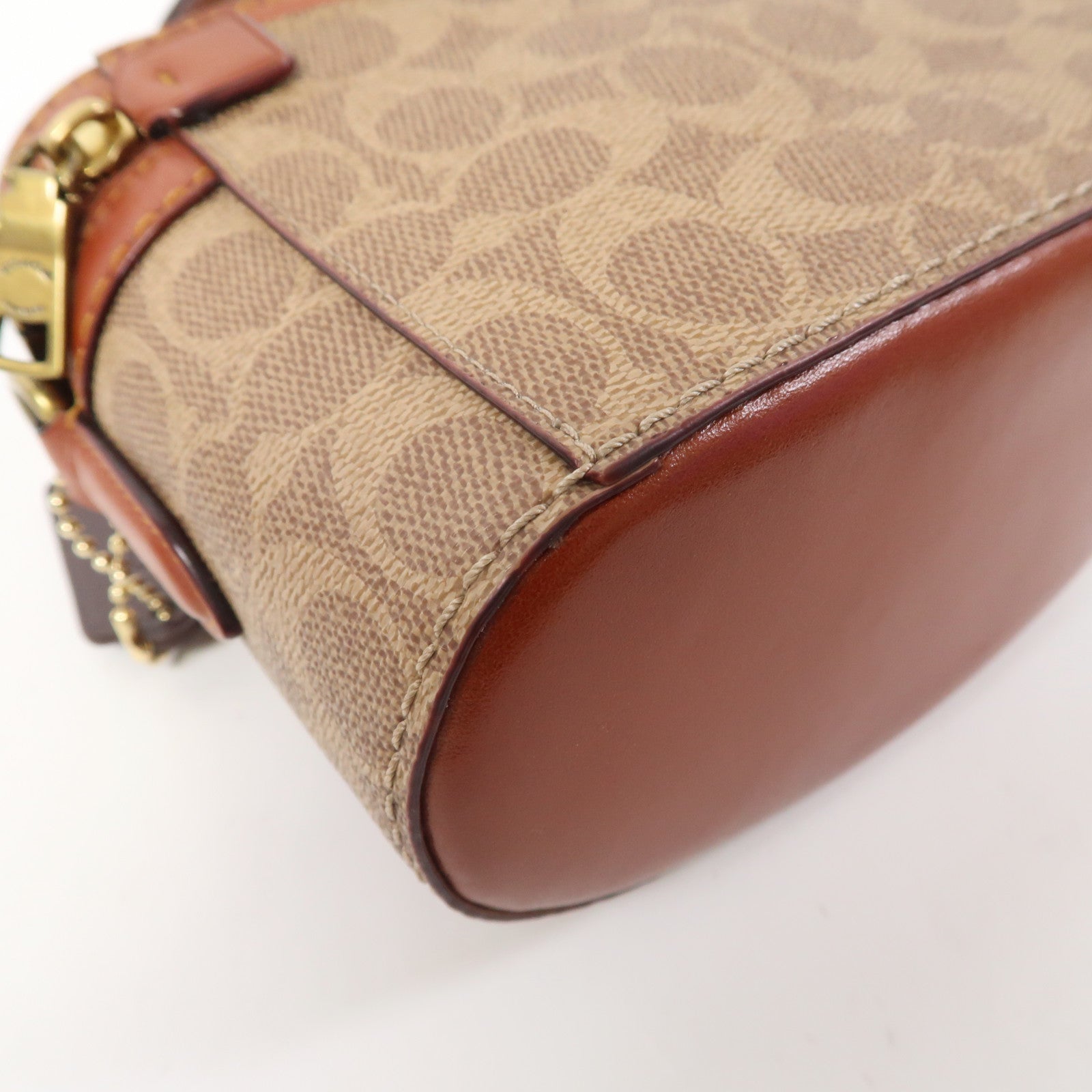 COACH 塗層帆布2way Vanity Bag手挽肩背兩用袋啡色