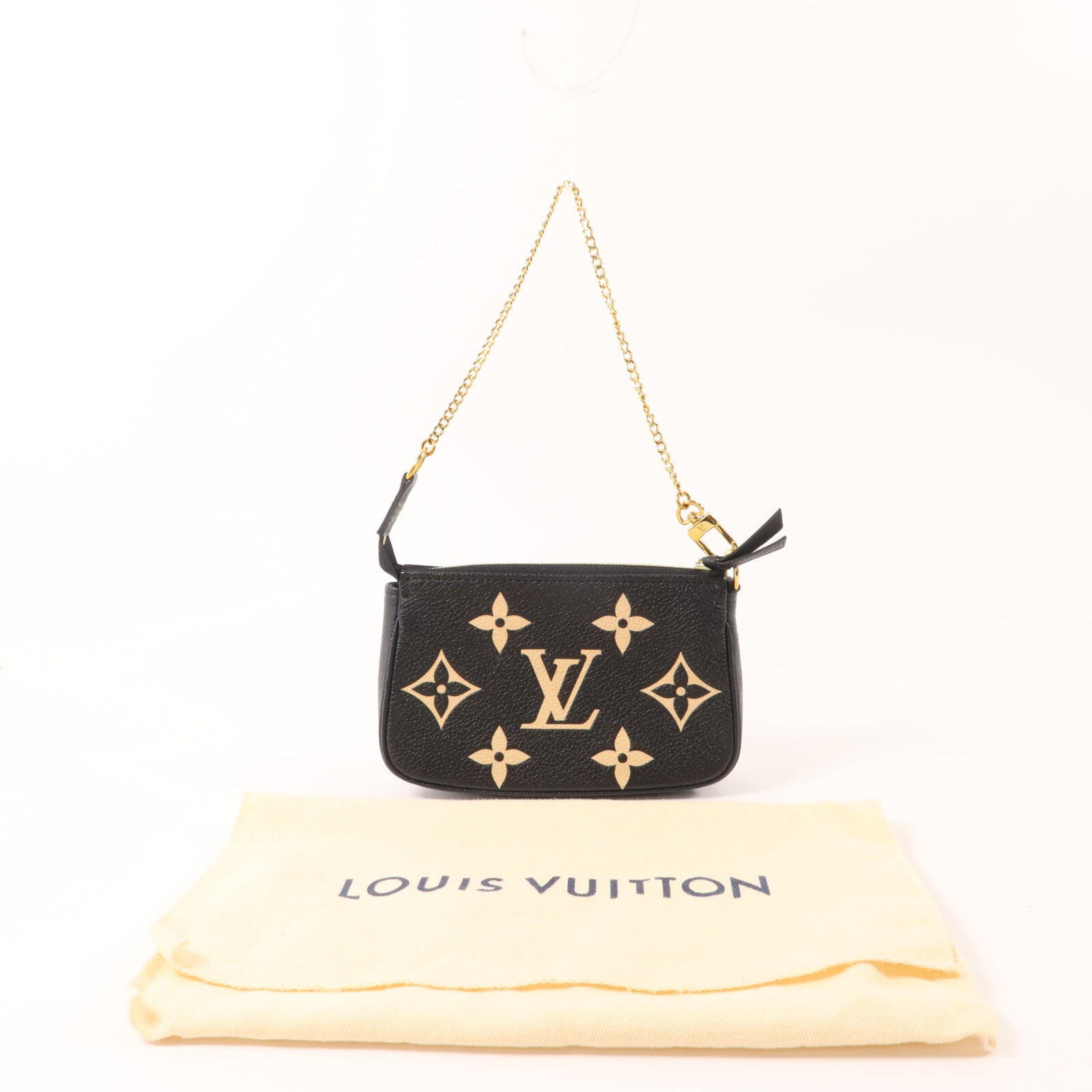 LOUIS VUITTON Monogram Empreinte Mini Pochette金扣鏈帶手挽袋