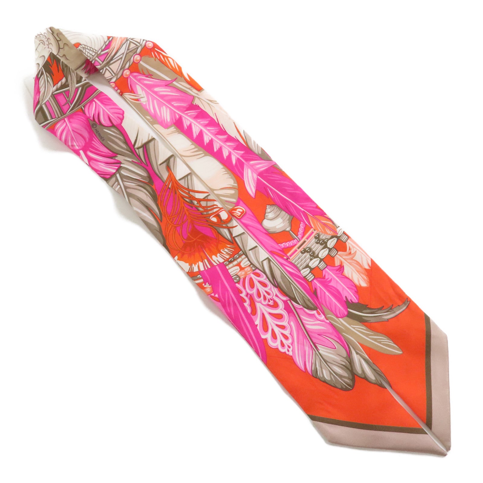 HERMES Twilly Scarf Scarves Silk Pink