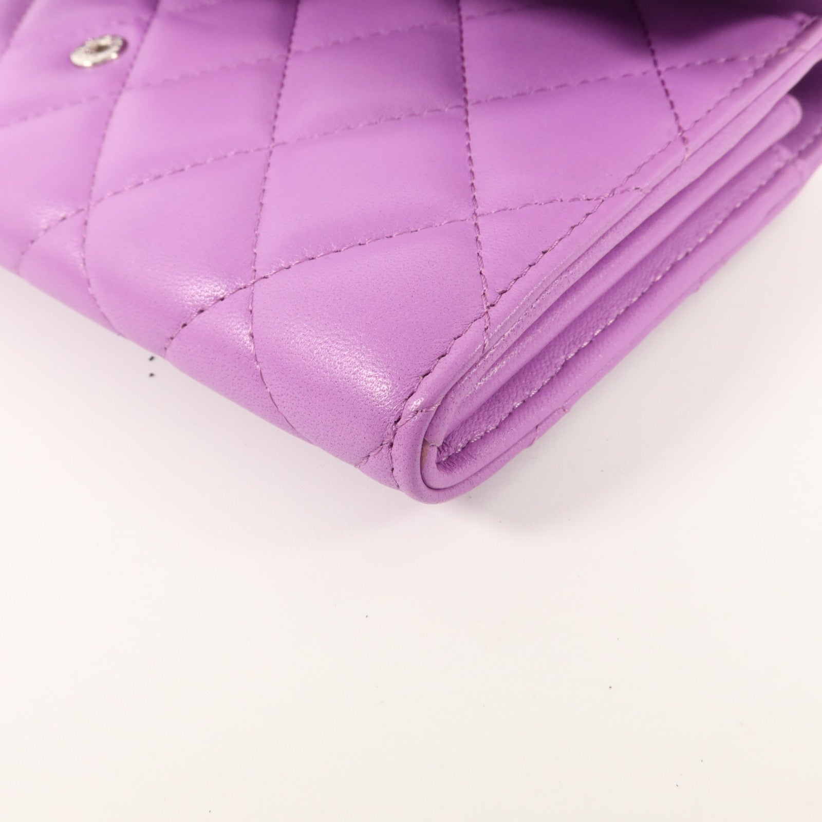 CHANEL 羊皮皮革Long Wallet銀扣長錢包