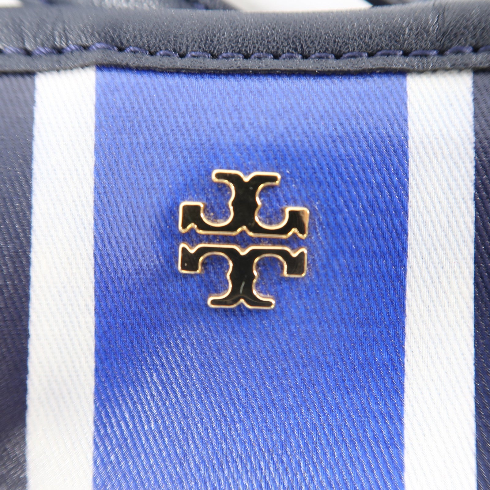 Tory Burch 【激減優惠】塗層帆布/皮革Shoulder Tote金扣肩背袋/手挽袋灰色/藍色