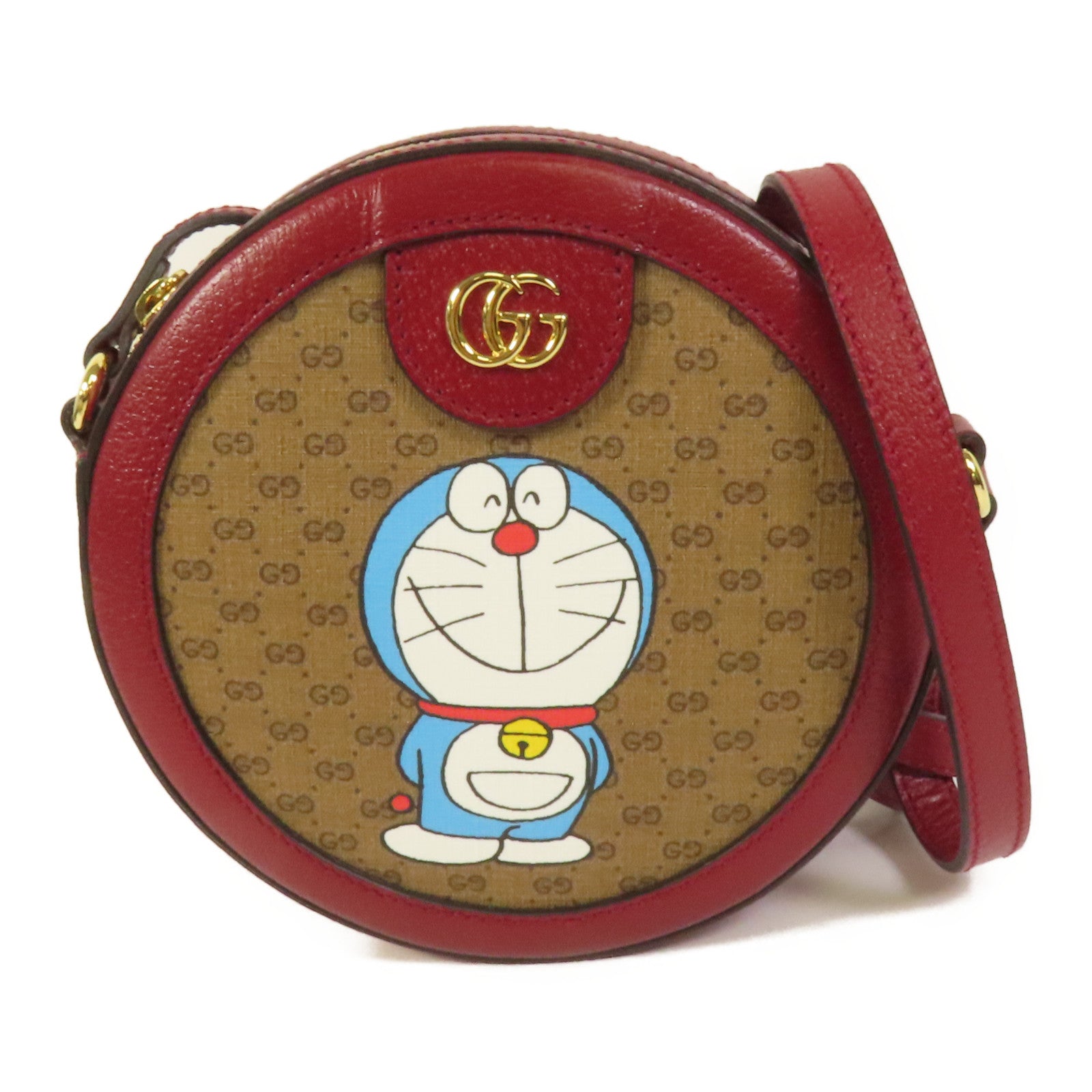 GUCCI 塗層帆布Gucci x Doraemon金扣肩背袋