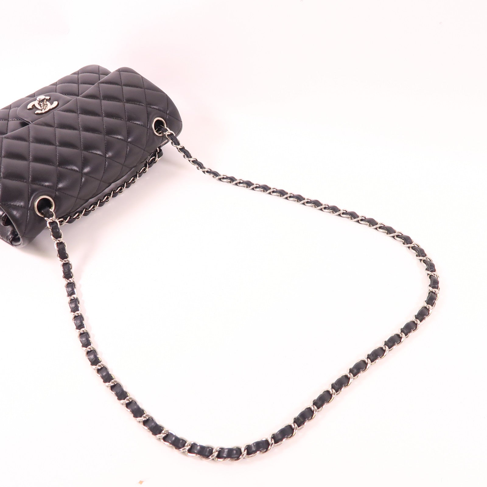 CHANEL 羊皮皮革Classic 23銀扣鏈帶肩背袋