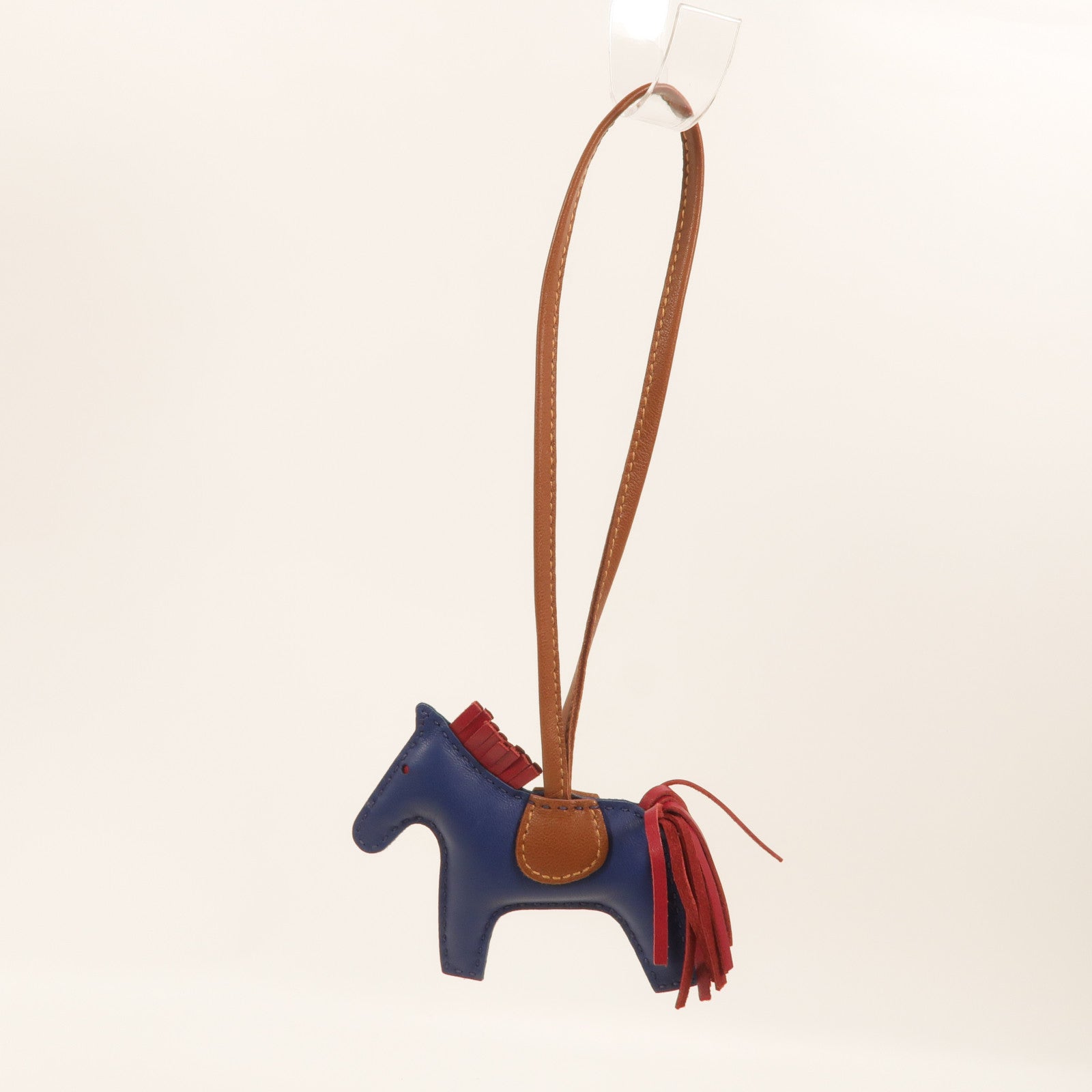 HERMES Milo皮革Rodeo PM掛飾Bleu de Malte/Rubis/