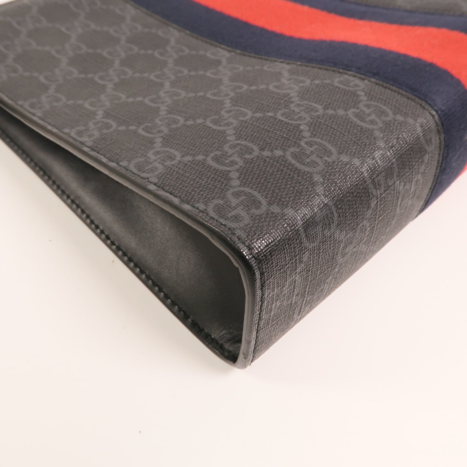 GUCCI GG帆布GG Supreme Web Pouch銀扣手拿包