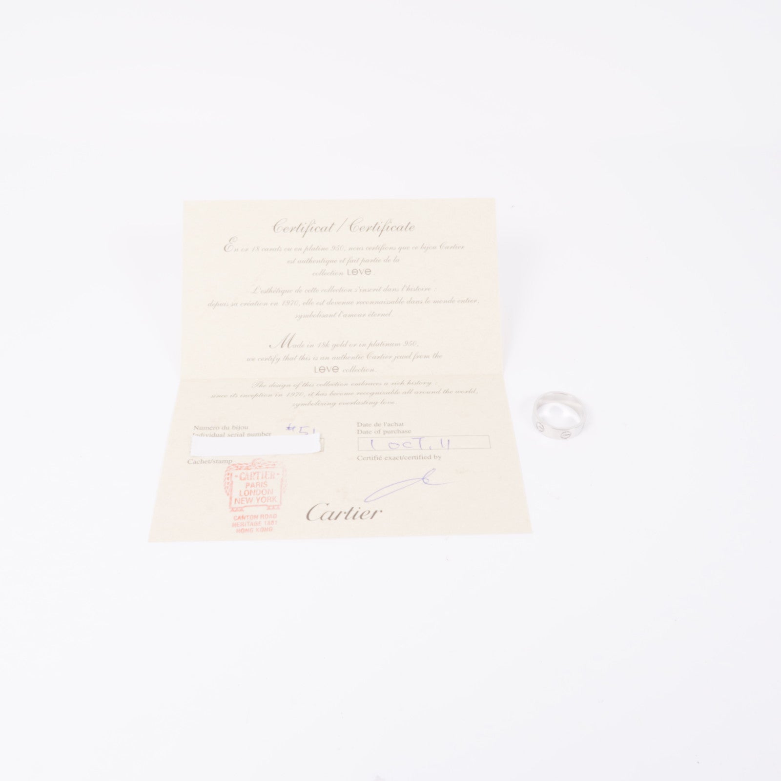 CARTIER 18K白金Love Ring戒指Cartier#51/US#5.75
