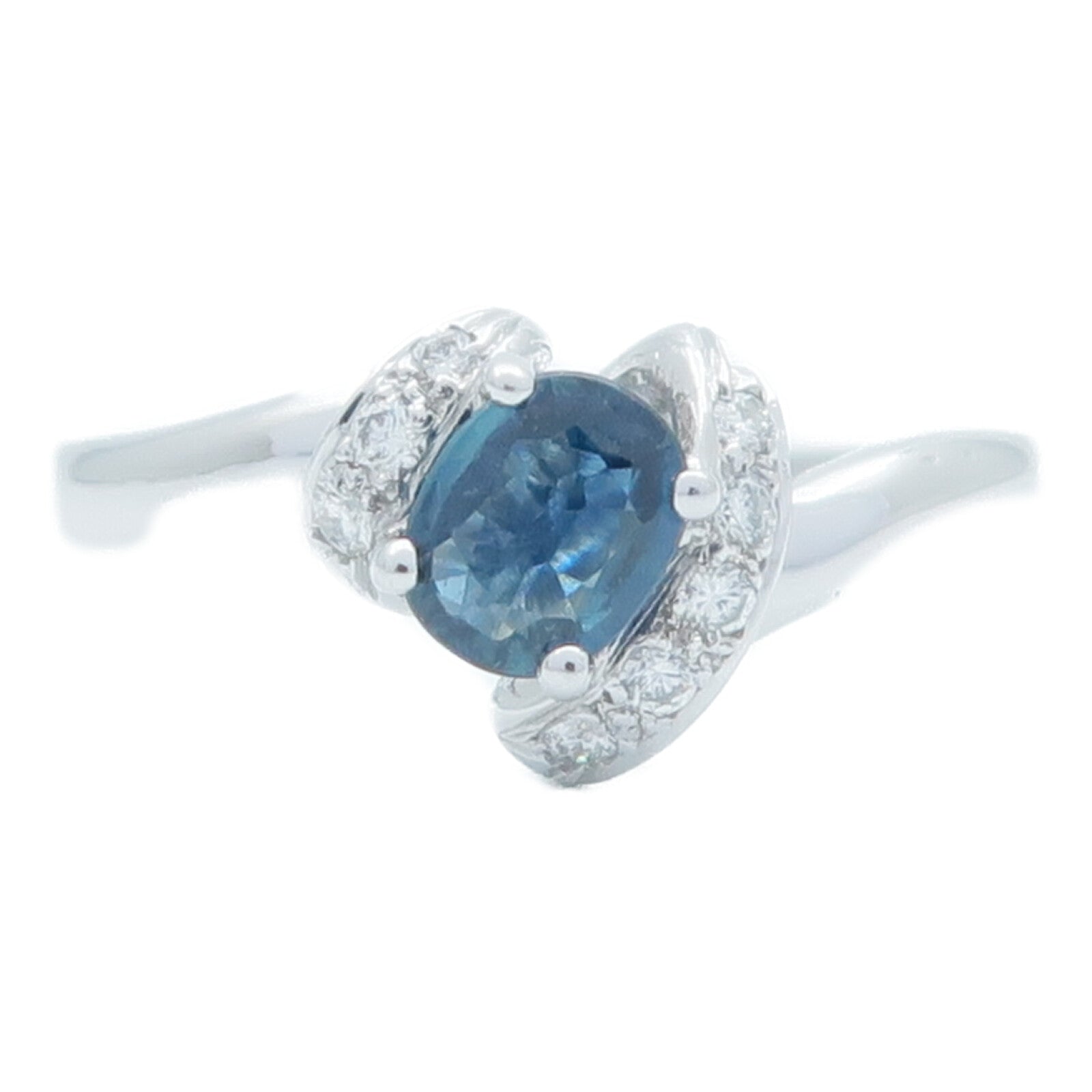 JEWELRY 18K白金Sapphire Diamond藍寶石/鑽石戒指US#7.5