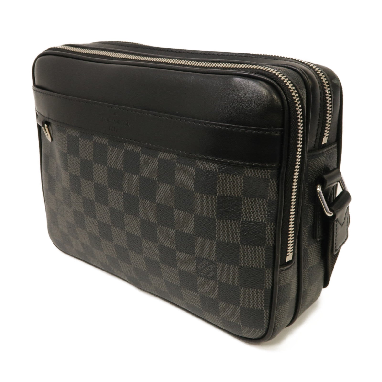 LOUIS VUITTON Damier Graphite Trocadero銀扣肩背袋黑色