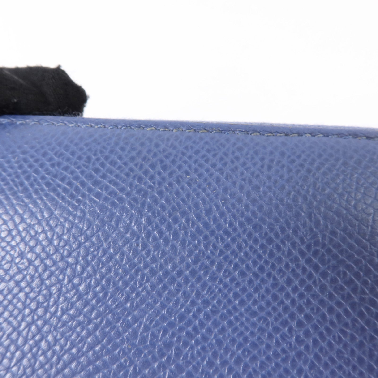 HERMES Epsom皮革Silk In Compact銀扣錢包Bleu Brighton