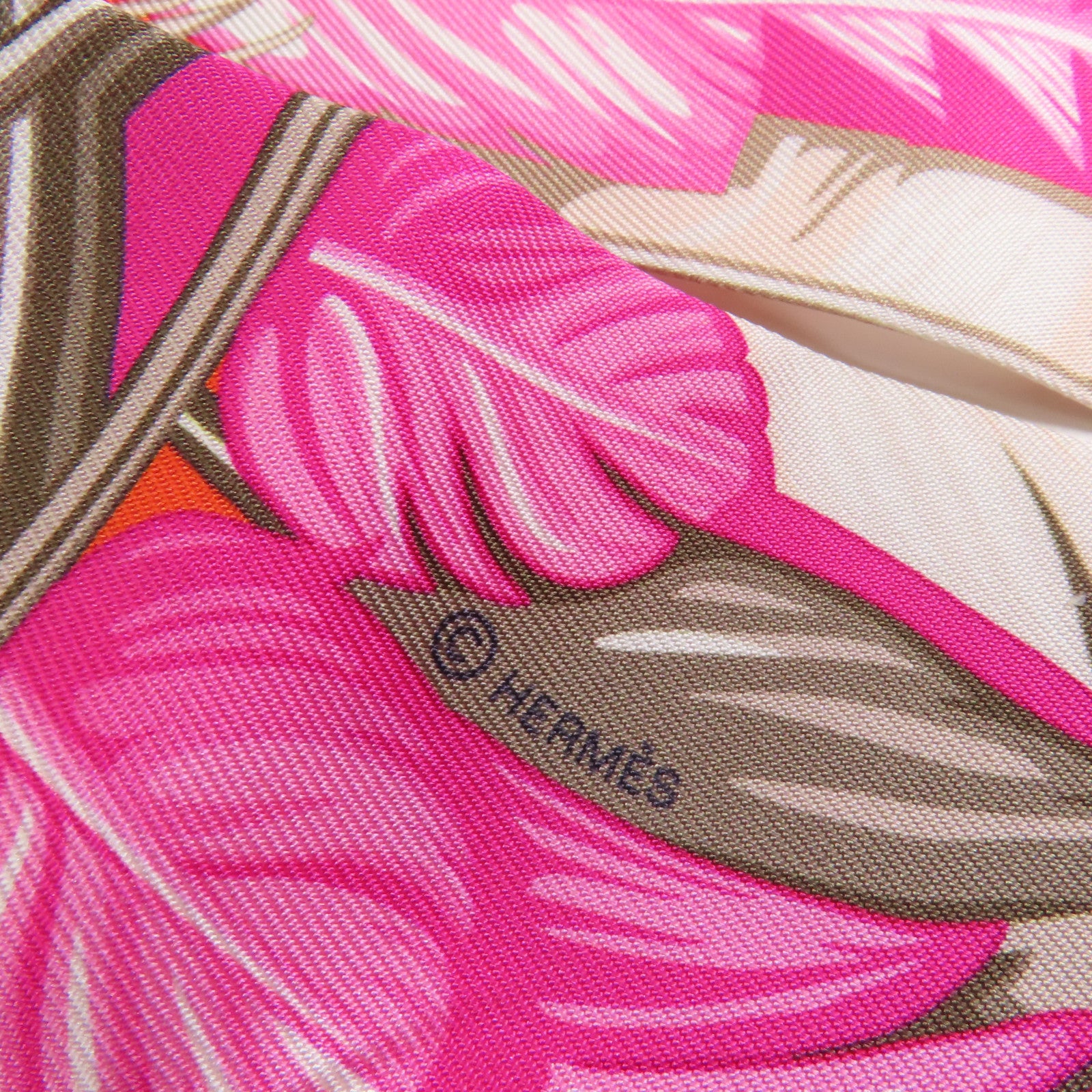 HERMES Twilly Scarf Scarves Silk Pink