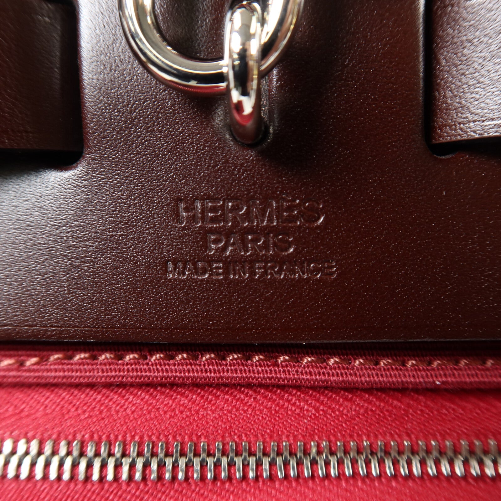 HERMES 帆布/Vache Hunter皮革Herbag PM銀扣手挽肩背兩用袋Bubble Gum/Rough H