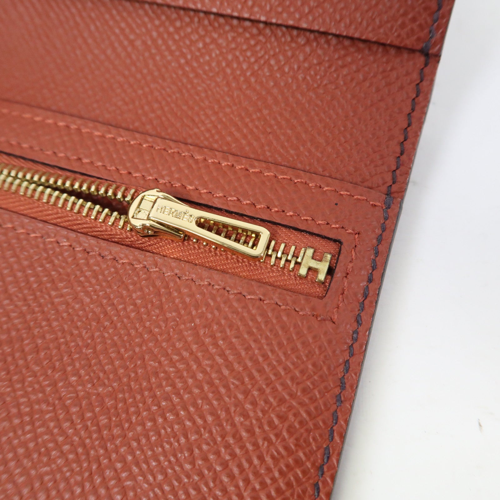 HERMES Epsom皮革Bearn Wallet金扣錢包啡色