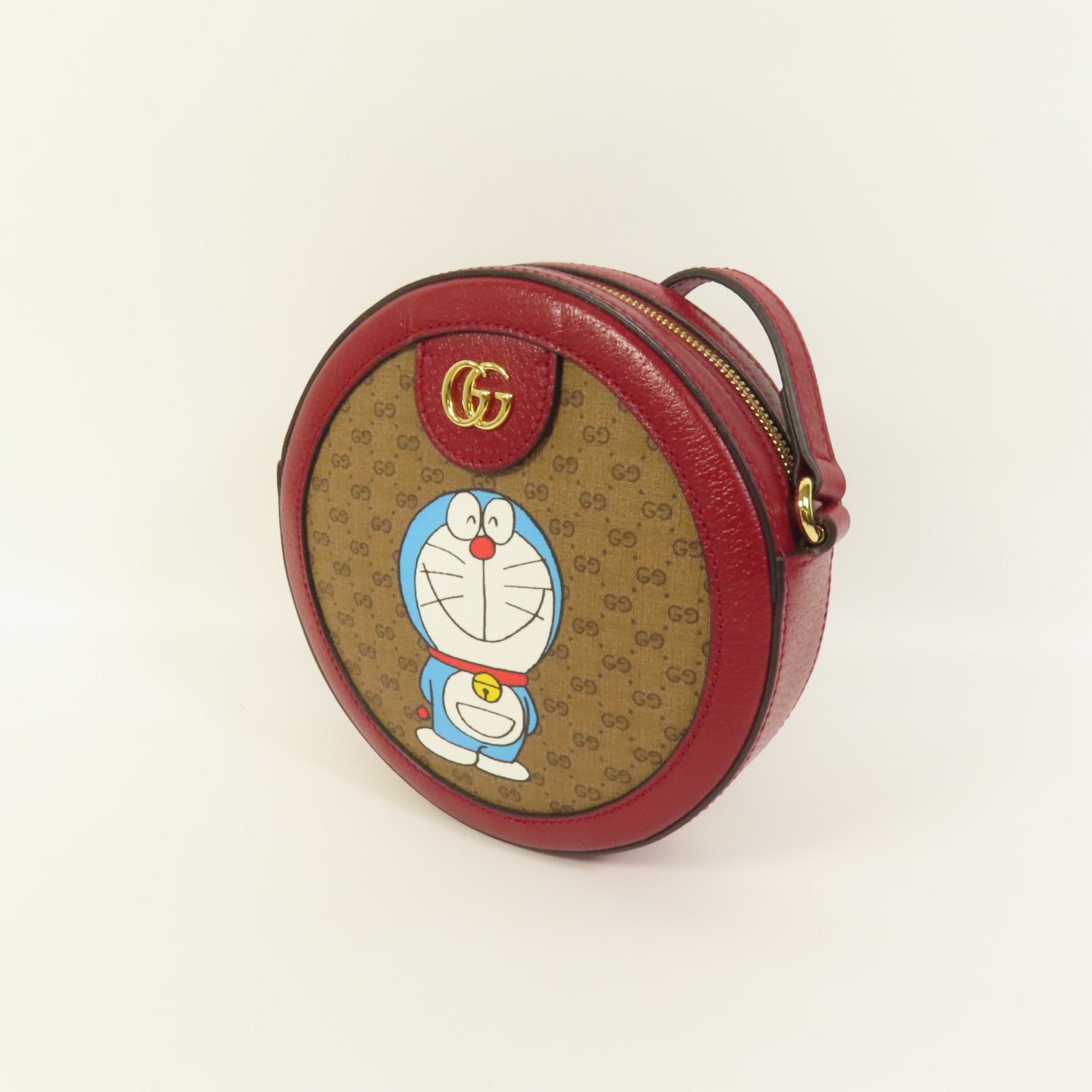 GUCCI 塗層帆布Gucci x Doraemon金扣肩背袋