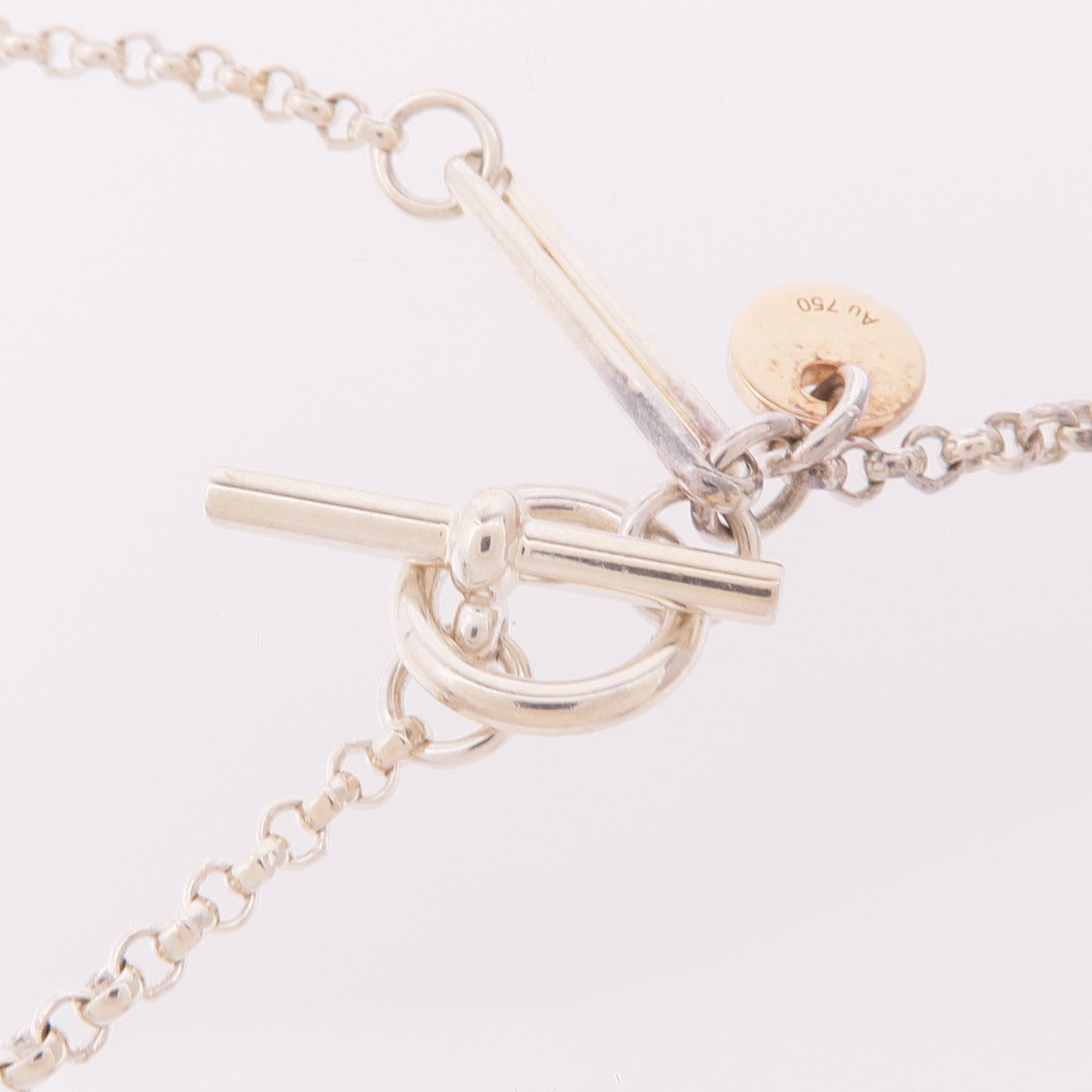 HERMES 925純銀/18K玫瑰金Ex-Libris Pendant Small Model項鍊