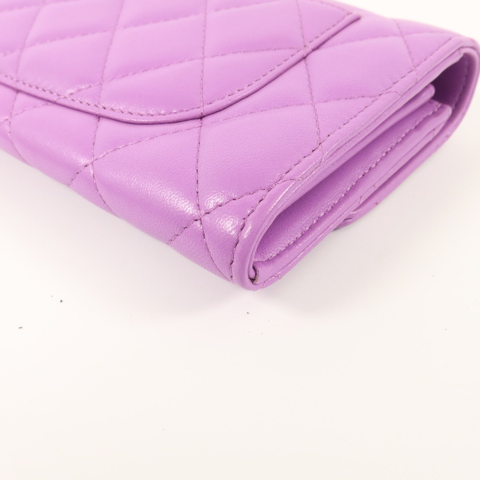 CHANEL 羊皮皮革Long Wallet銀扣長錢包