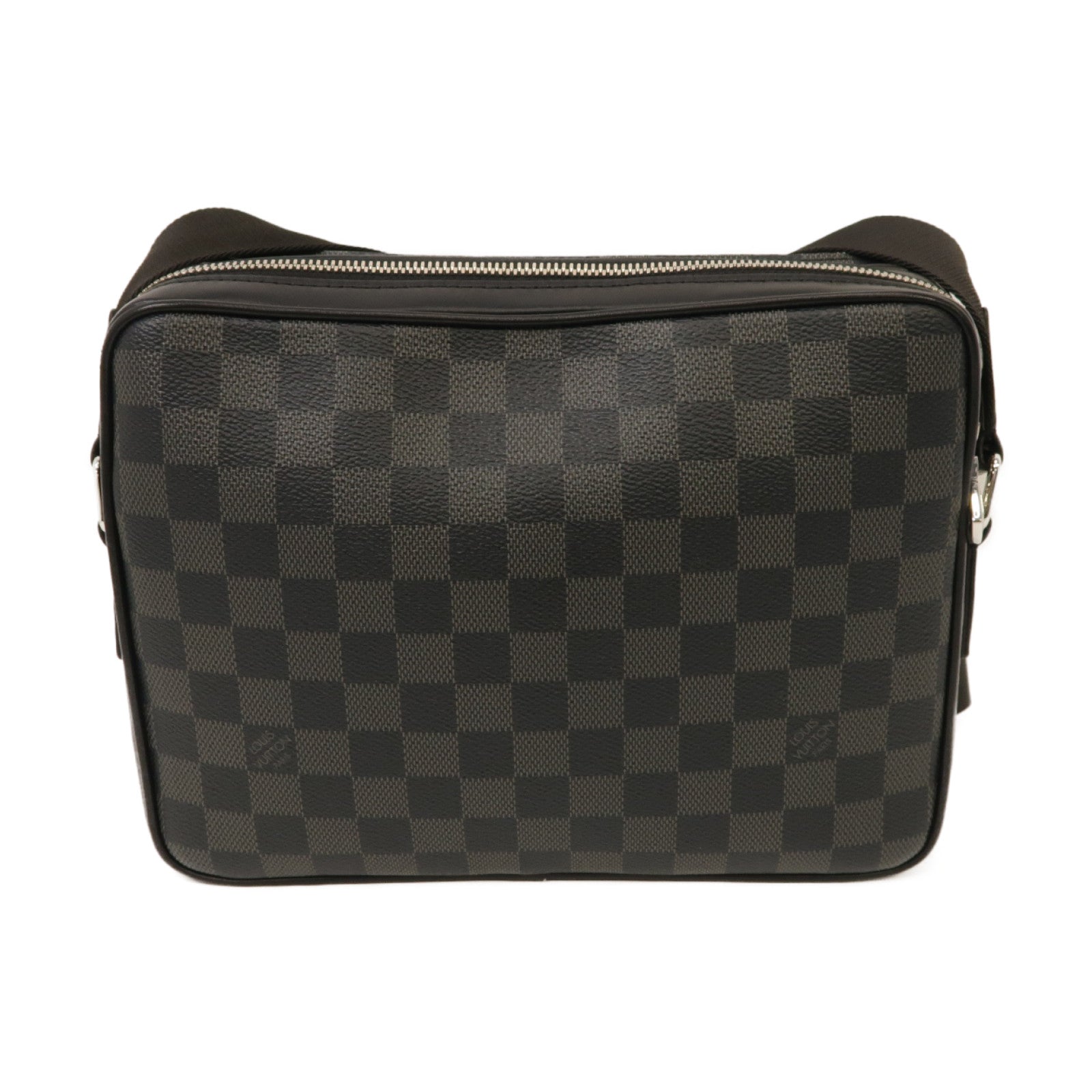 LOUIS VUITTON Damier Graphite Trocadero銀扣肩背袋黑色