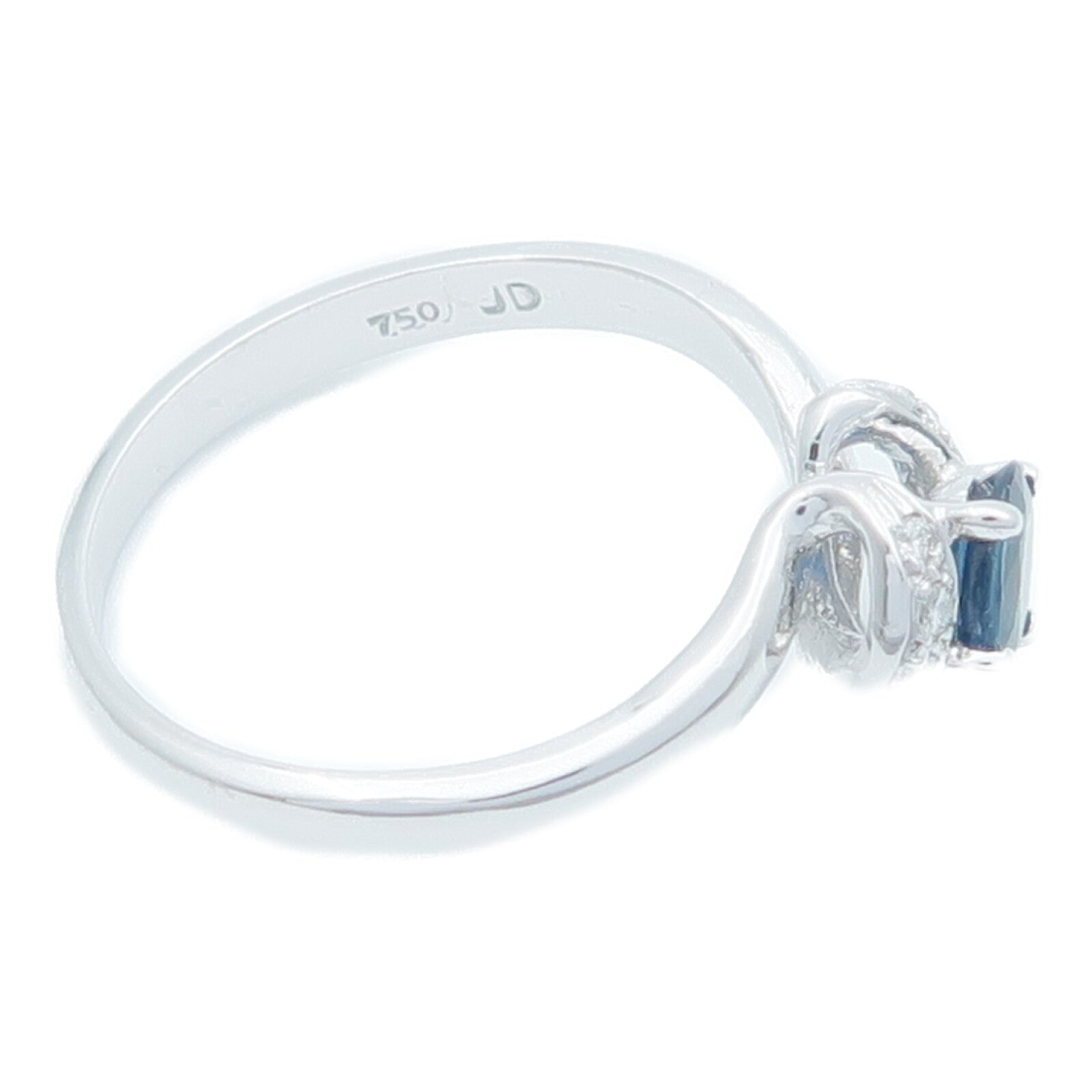 JEWELRY 18K白金Sapphire Diamond藍寶石/鑽石戒指US#7.5