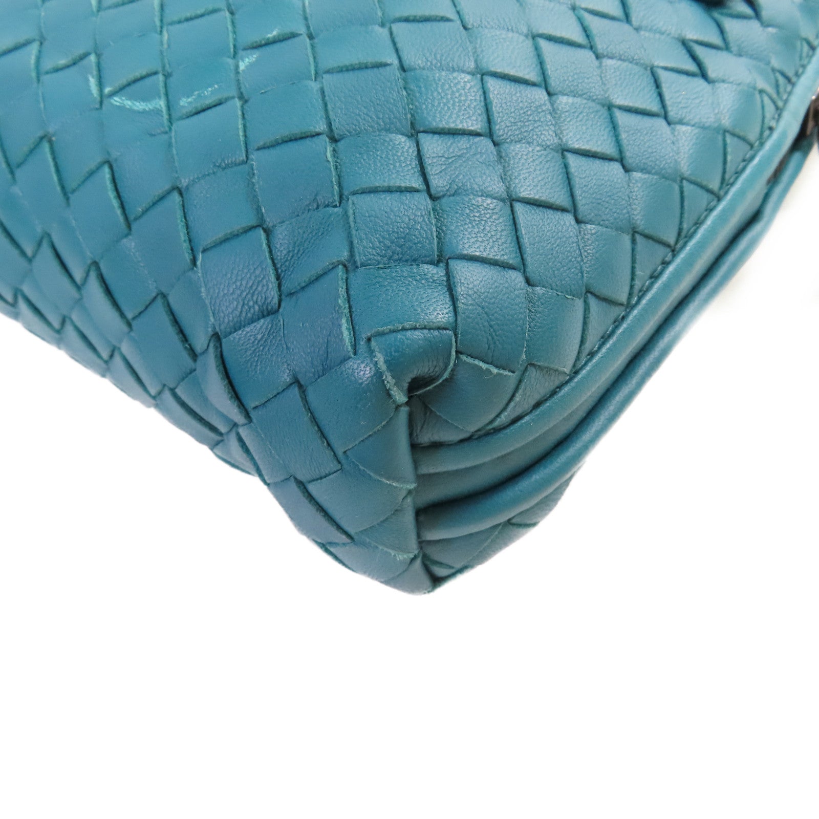 BOTTEGA VENETA 織紋皮革Shoulder Bag肩背袋湖水綠色