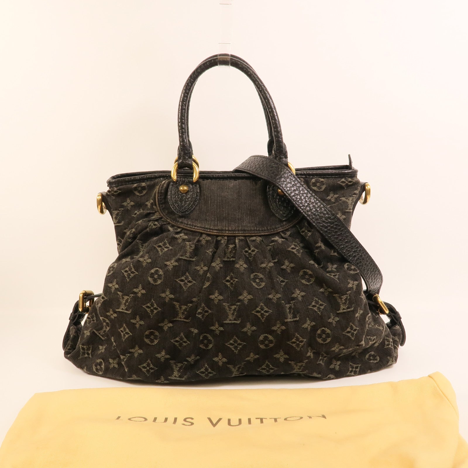 LOUIS VUITTON Monogram Denim Neo Cabby MM金扣手挽肩背兩用袋