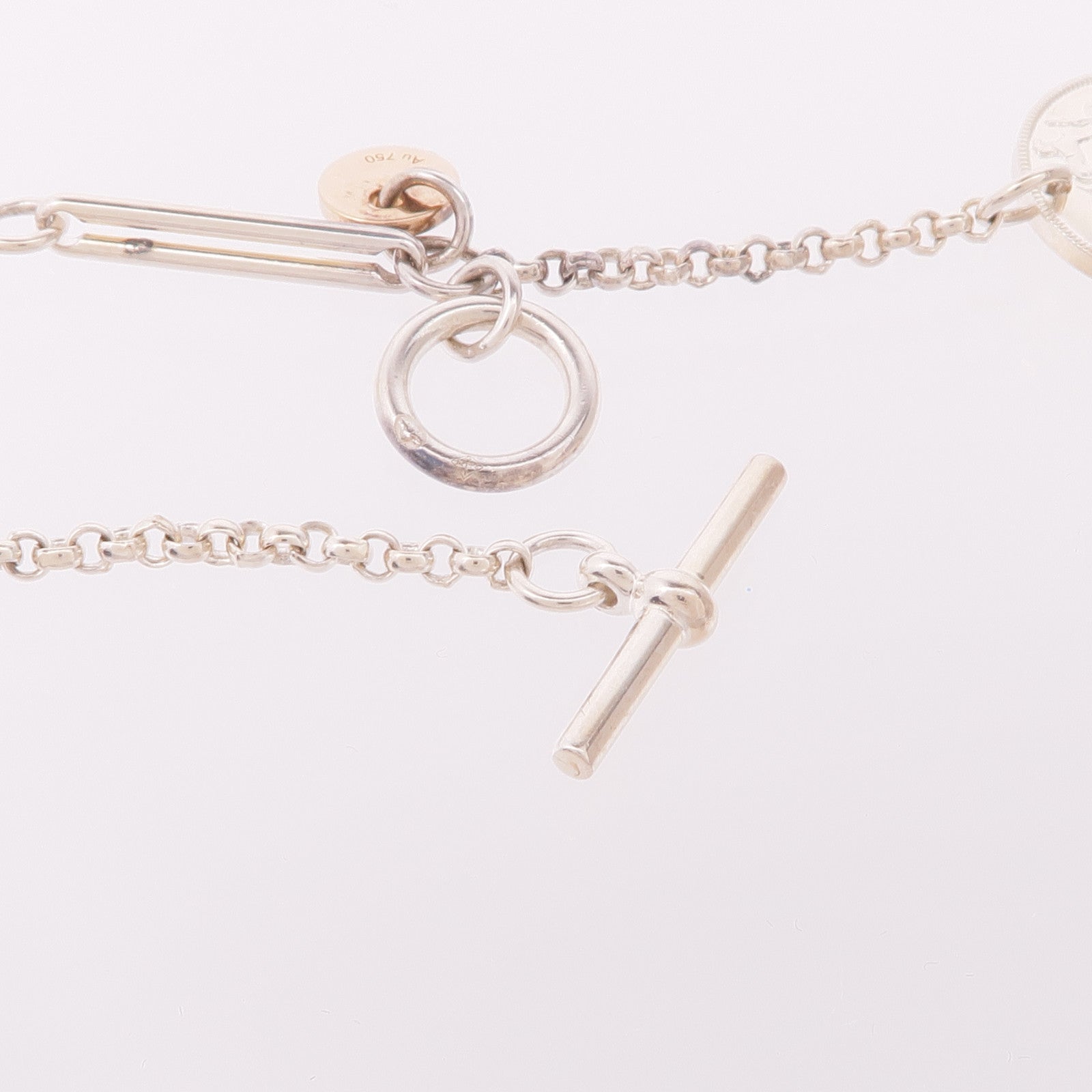 HERMES 925純銀/18K玫瑰金Ex-Libris Pendant Small Model項鍊