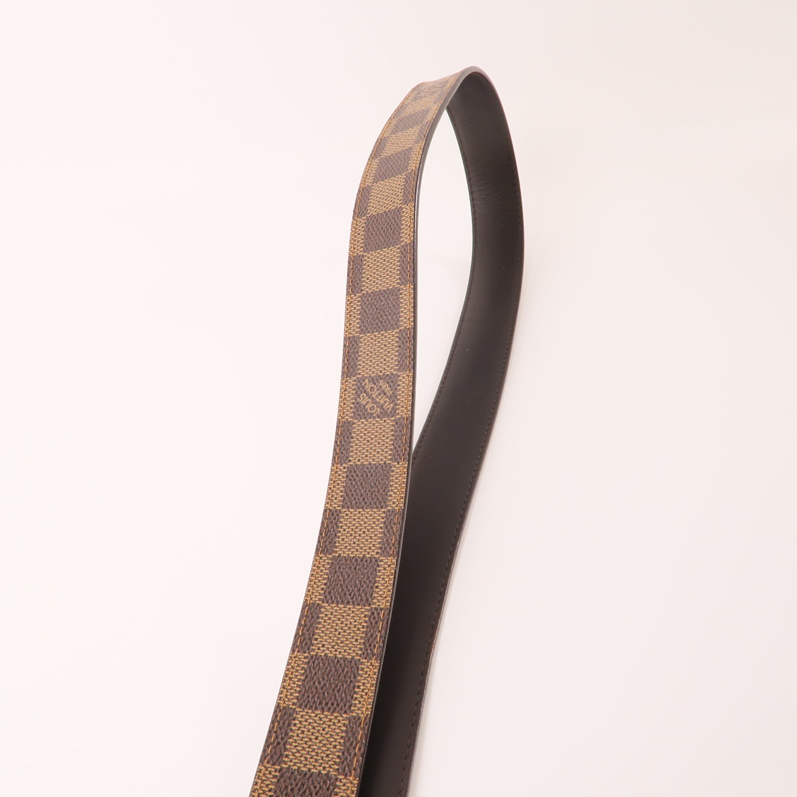 LOUIS VUITTON Damier Belt銀扣腰帶棕色