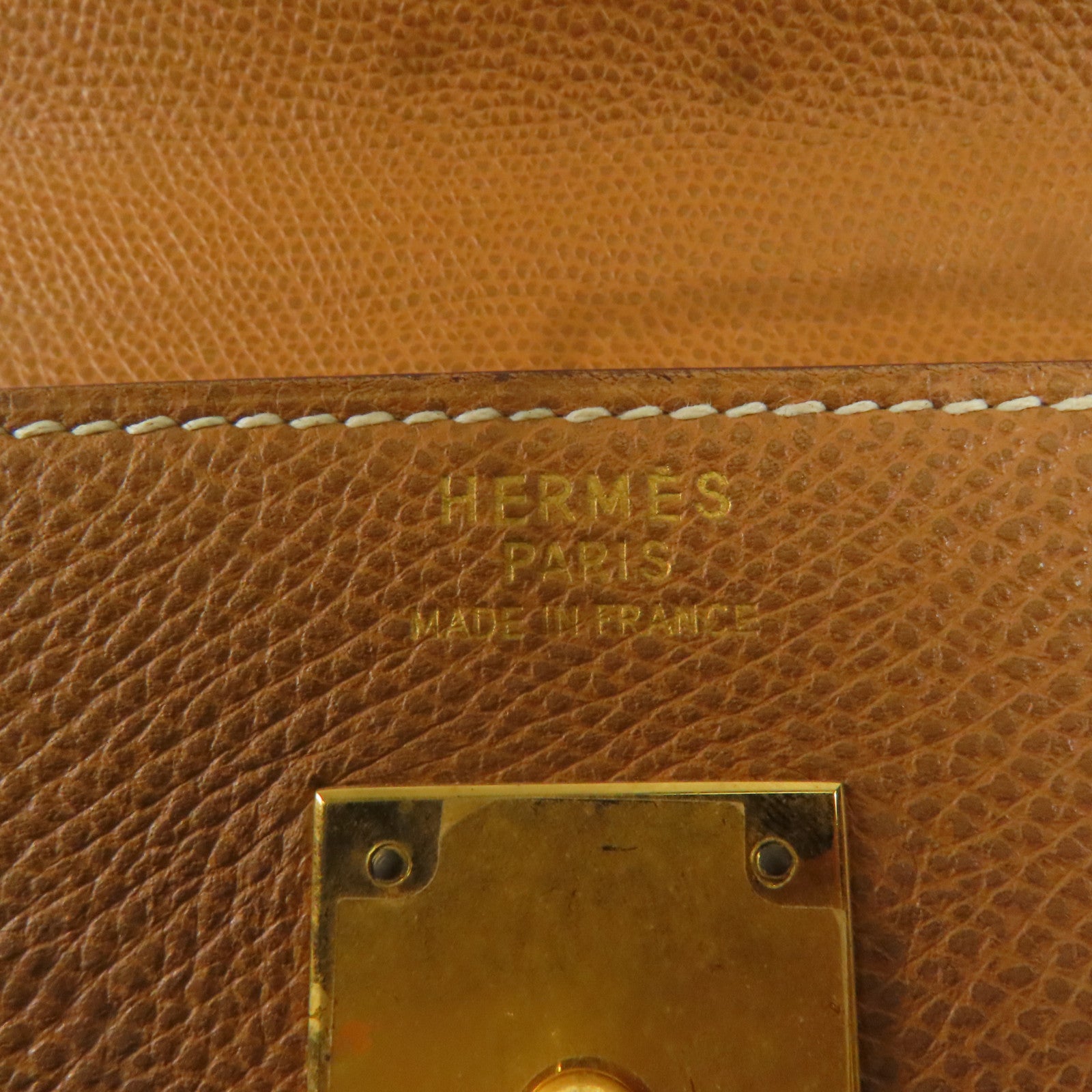 HERMES GHW Kelly 35 Handbag Epsom Leather Gold