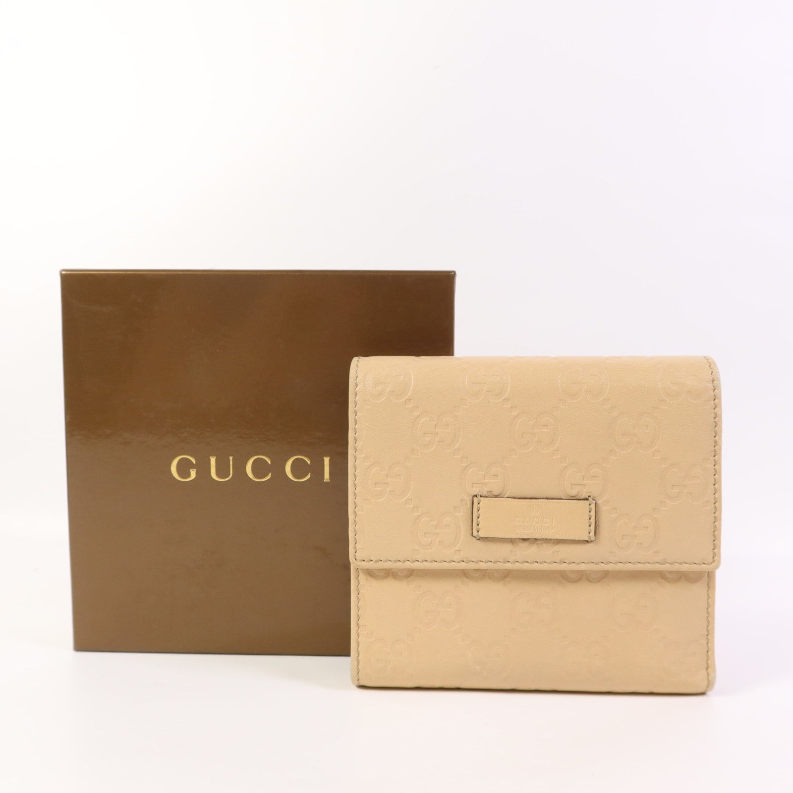 GUCCI 牛皮皮革Trifold Wallet金扣錢包